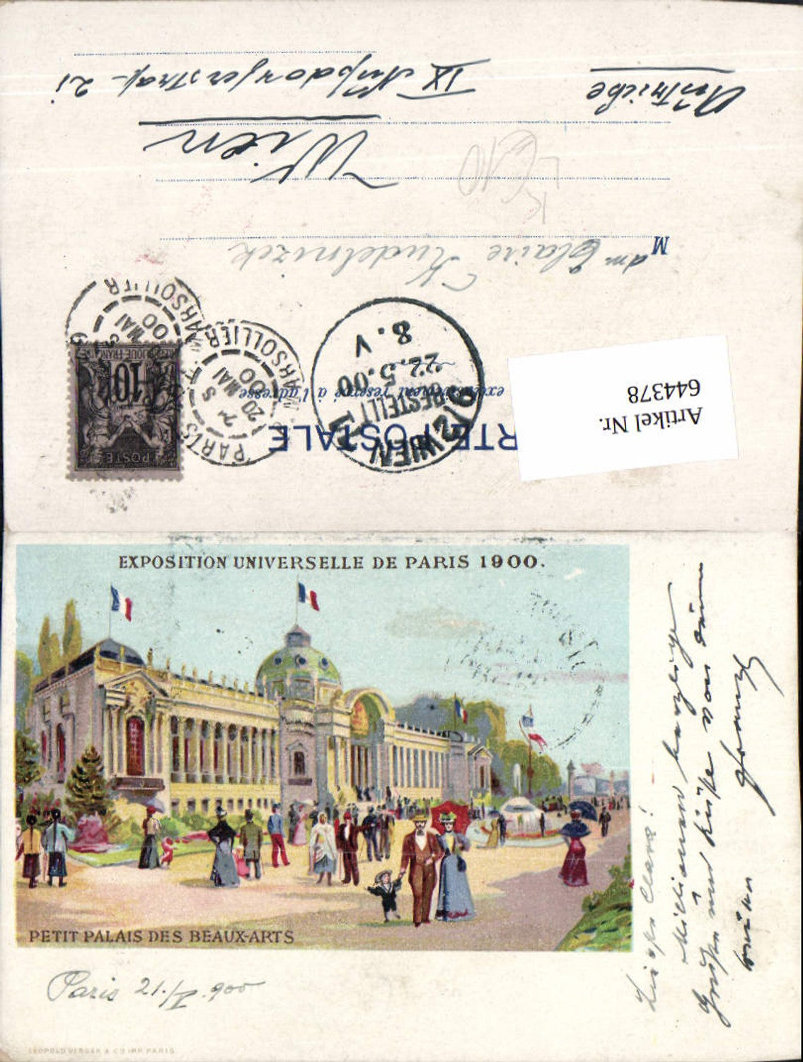 644378,Ausstellung Exposition Universelle de Paris 1900 Lithographie Palais Beaux Arts