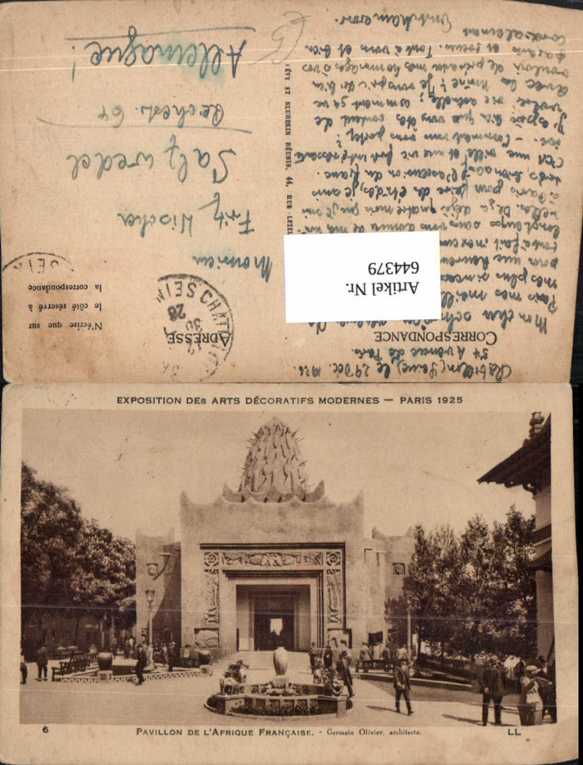 644379,Ausstellung Exposition des Arts Decoratifs Modernes Paris 1925