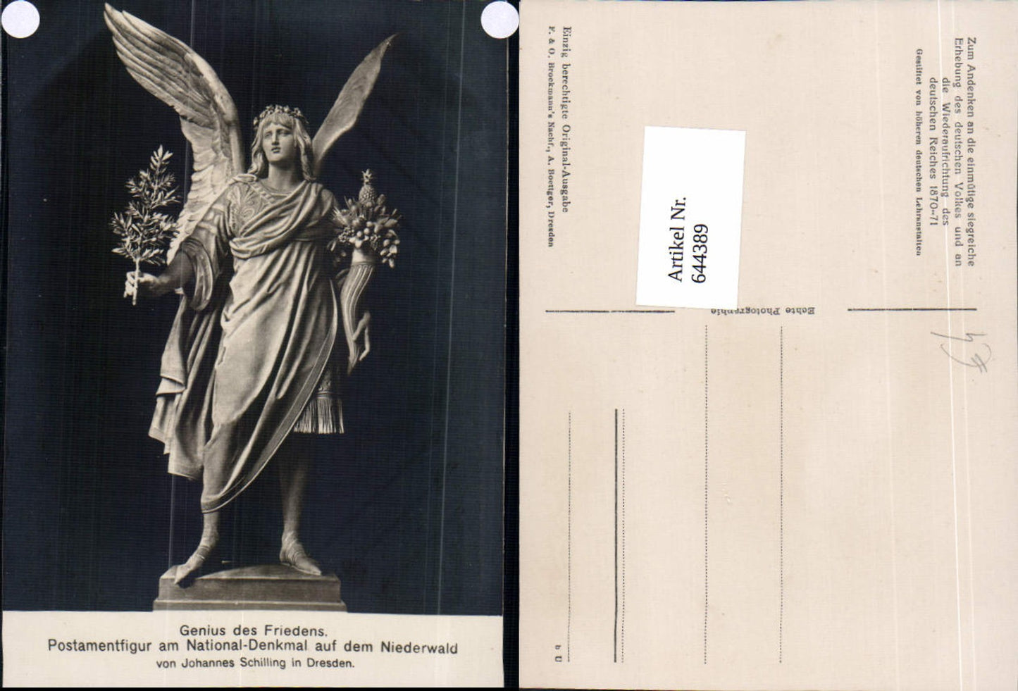 644389,Genius am Nationaldenkmal a.d. Niederwald Johannes Schilling