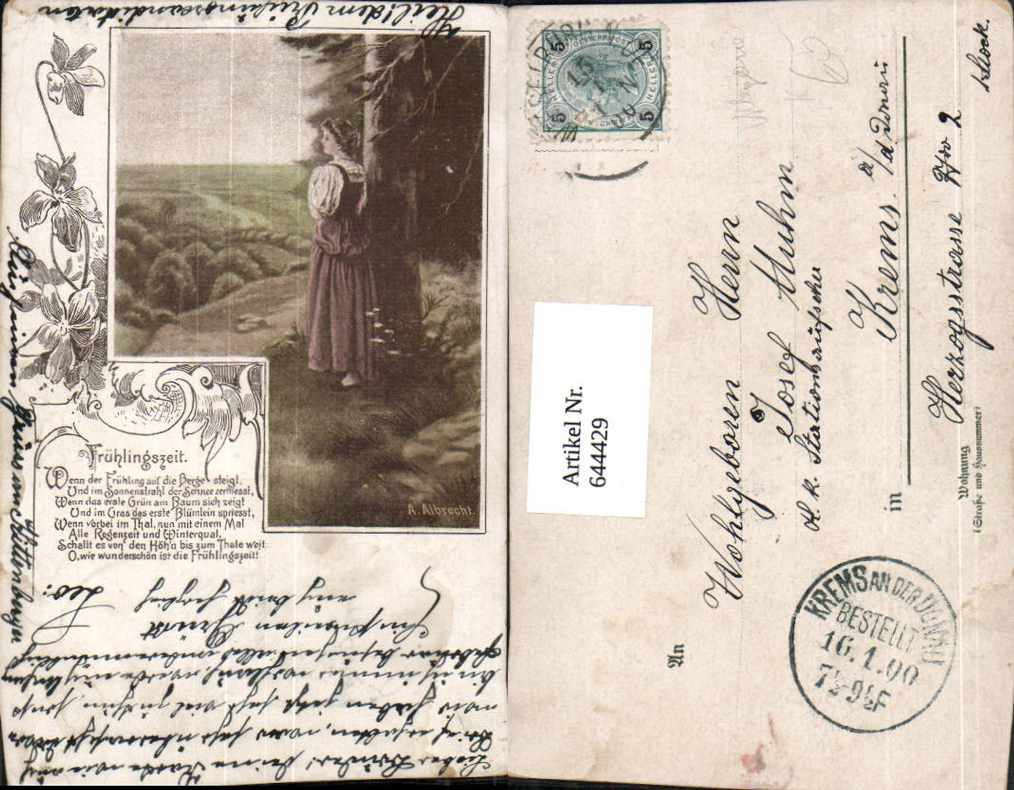 644429,Allegorie AK A. Albrecht Jugendstil Frühling Jahreszeit