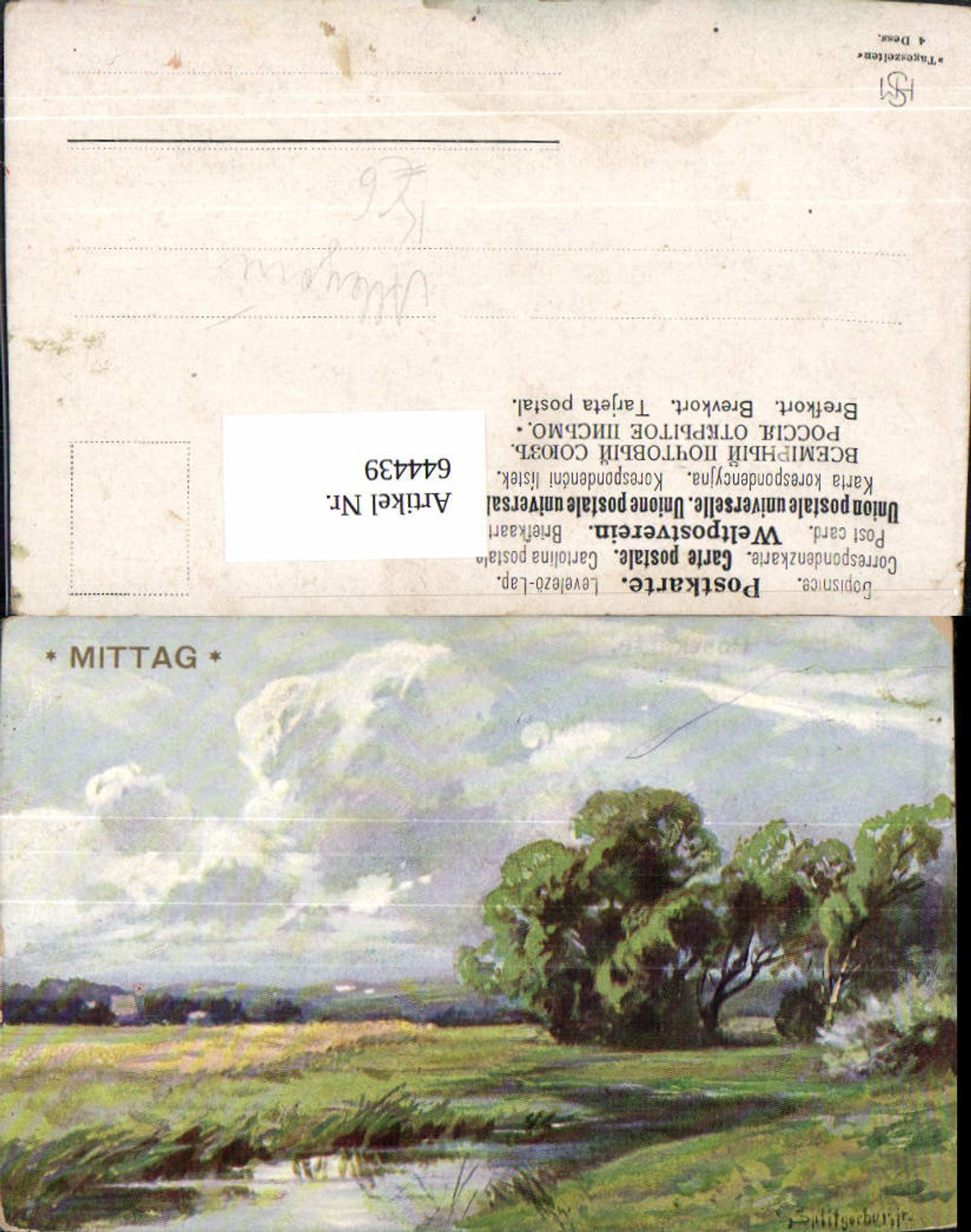 644439,Allegorie AK Splitgerber Mittag Bach