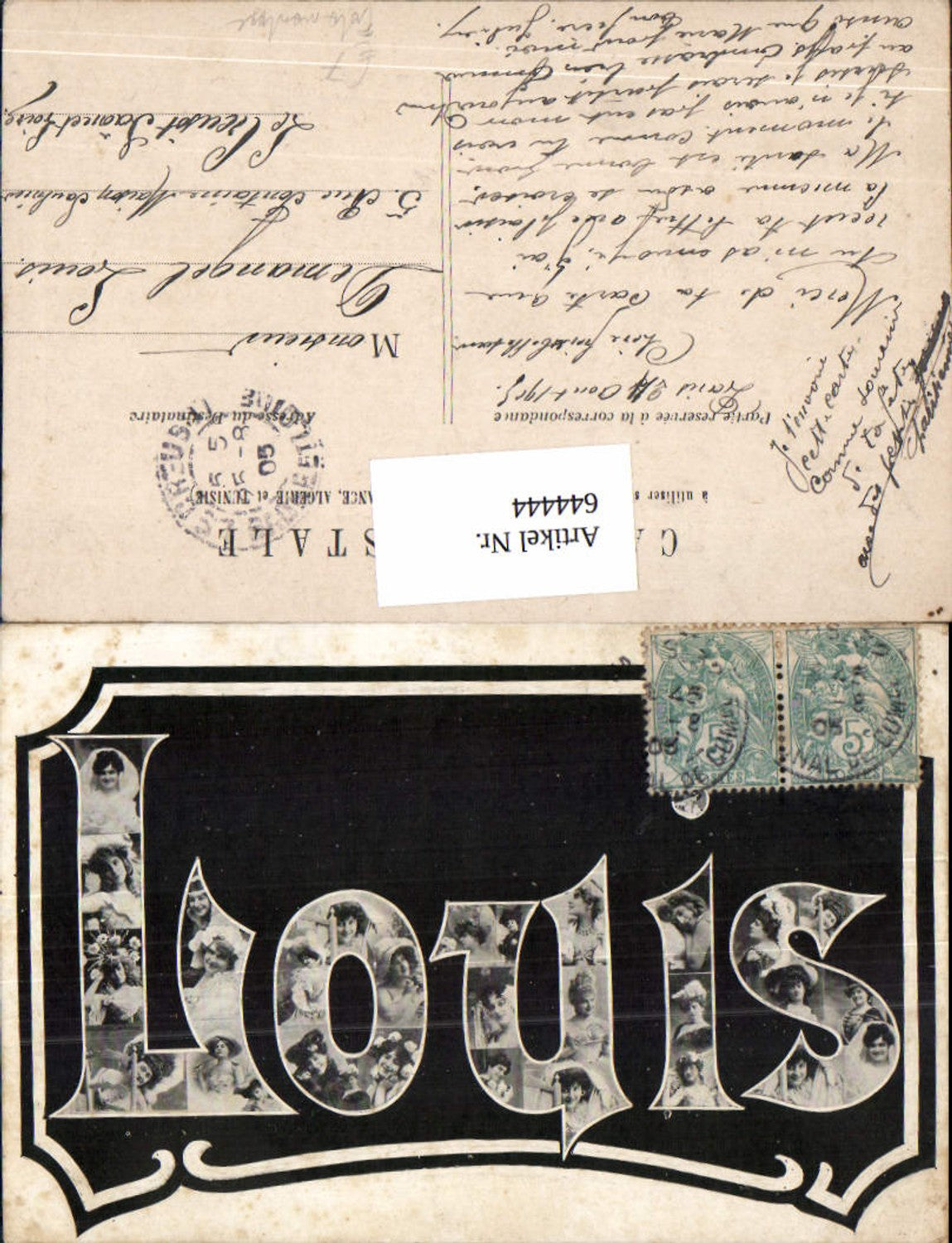 644444,Allegorie AK Name Louis Mikroskop-AK Erotik Fotomontage
