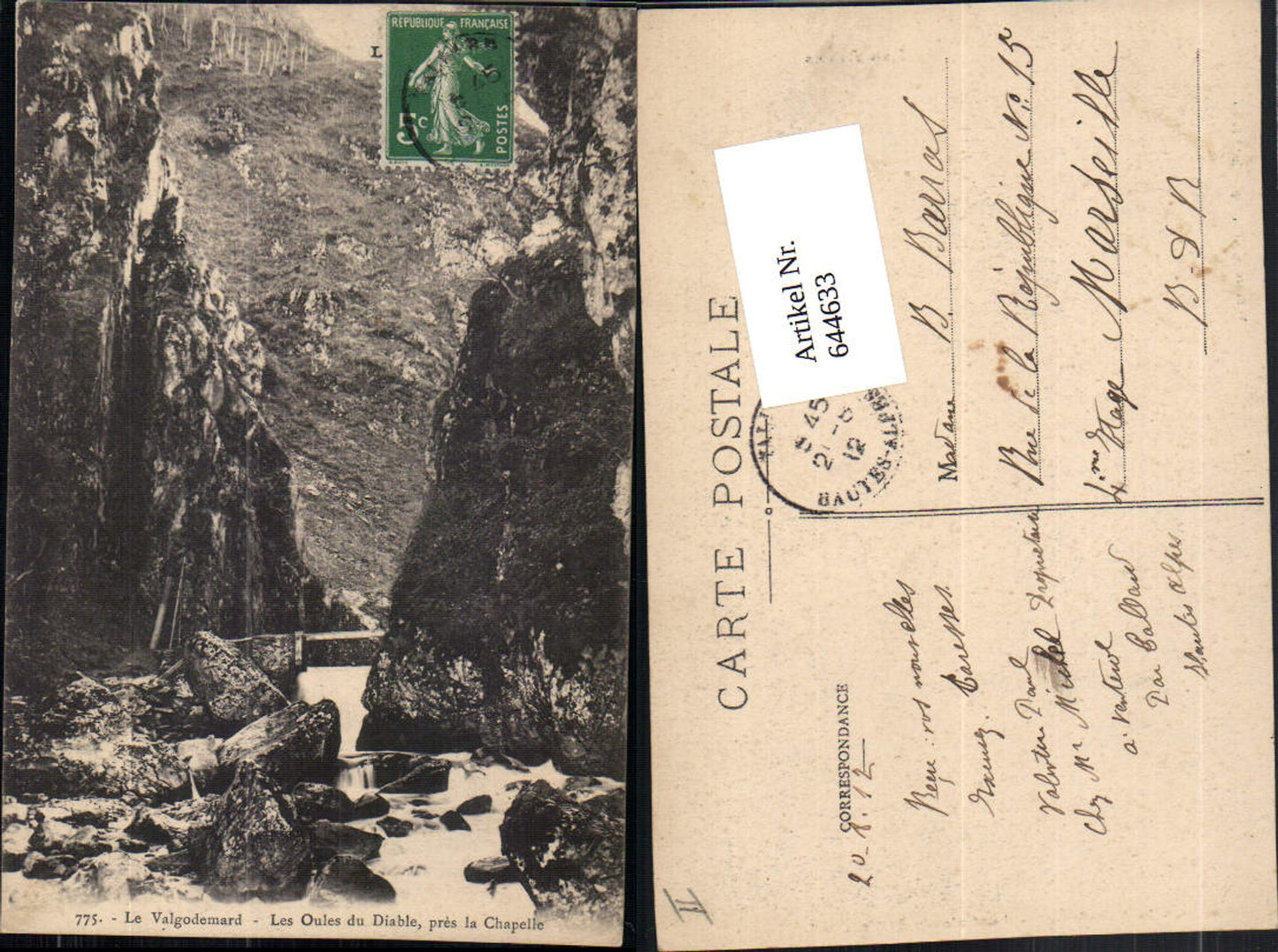 644633,Hautes Alpes Valgaudemar Les Oules du Diable La Chapelle