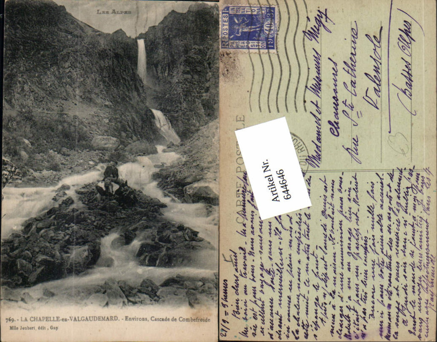 644646,Hautes Alpes Valgaudemar La Chapelle Cascade Wasserfall Combefroide