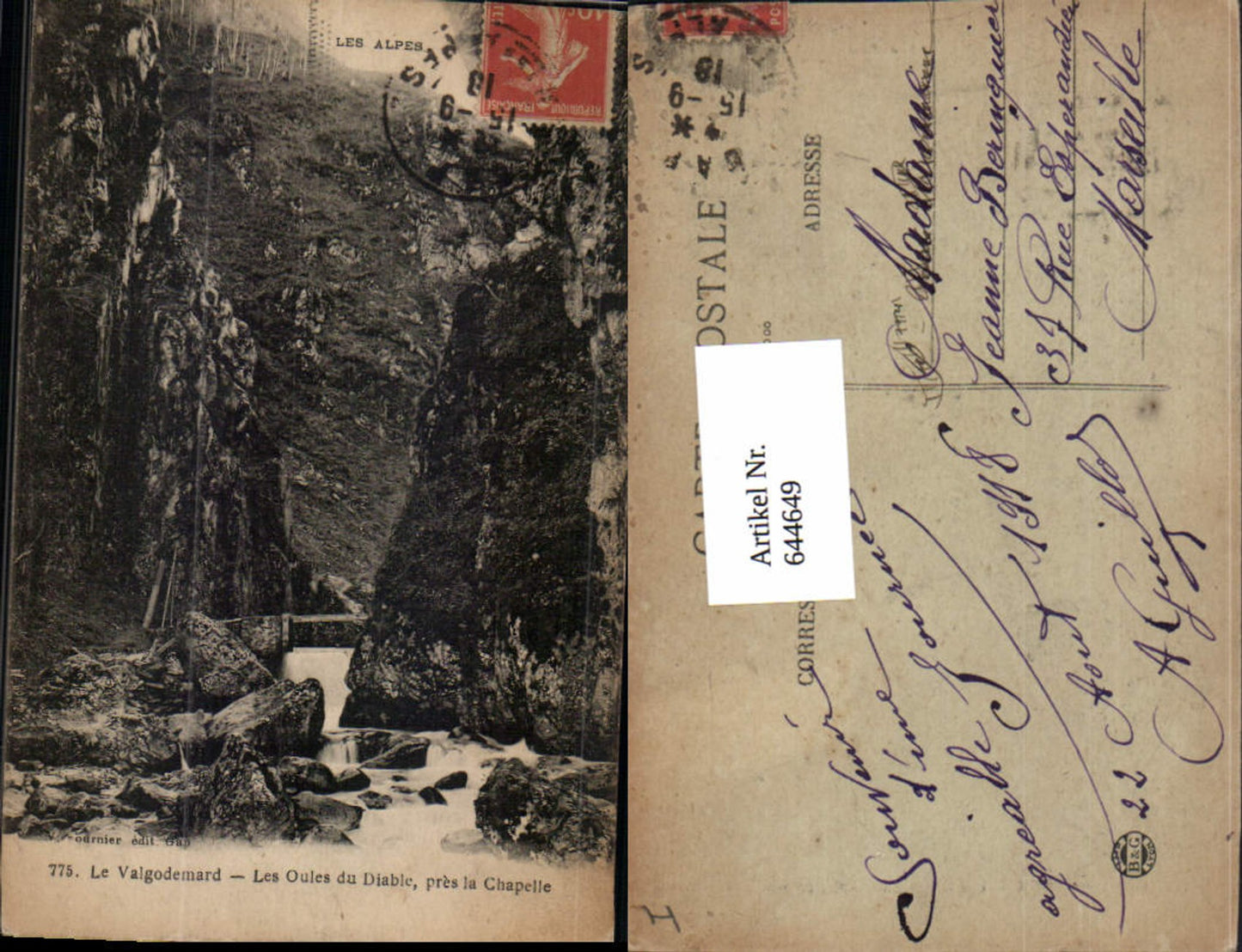 644649,Hautes Alpes Valgaudemar Les Oules du Diable La Chapelle