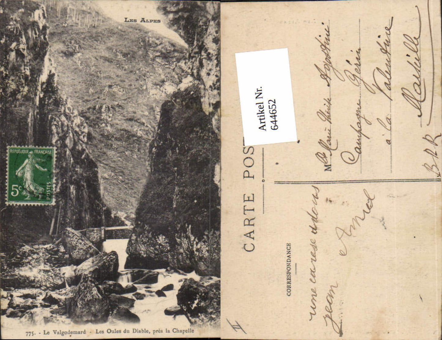 644652,Hautes Alpes Valgaudemar Les Oules du Diable La Chapelle