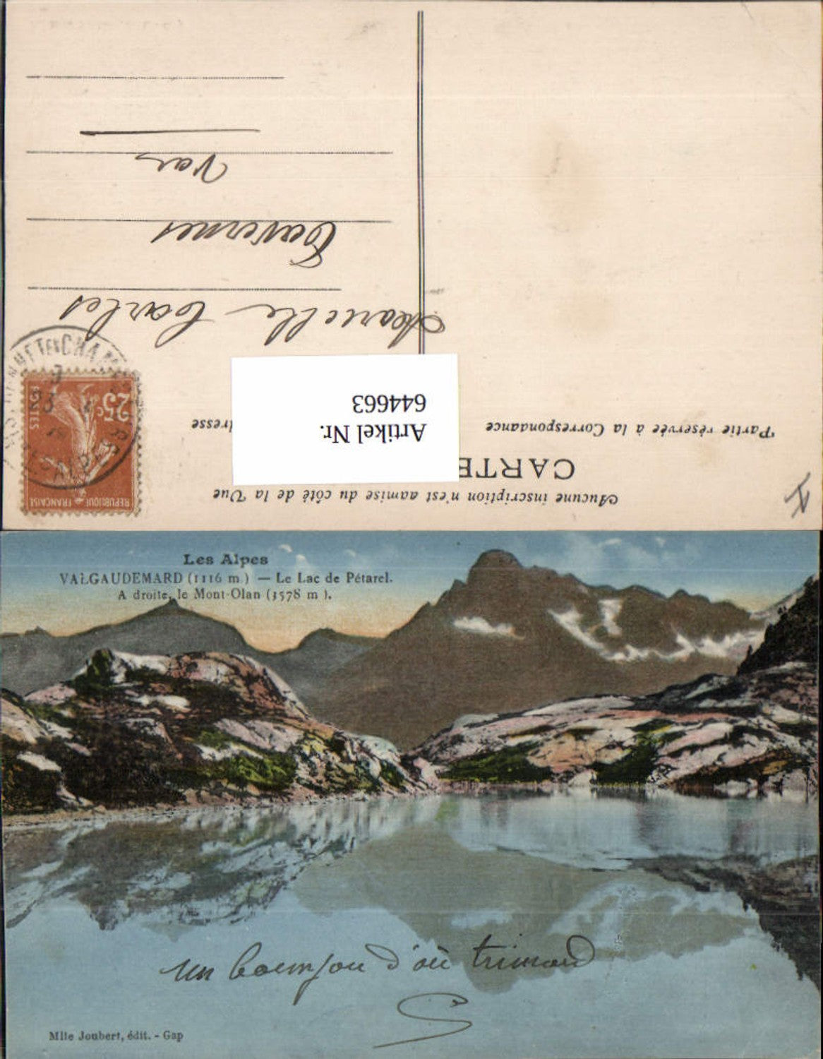 644663,Hautes Alpes Valgaudemar La Chapelle Lac de Petarel