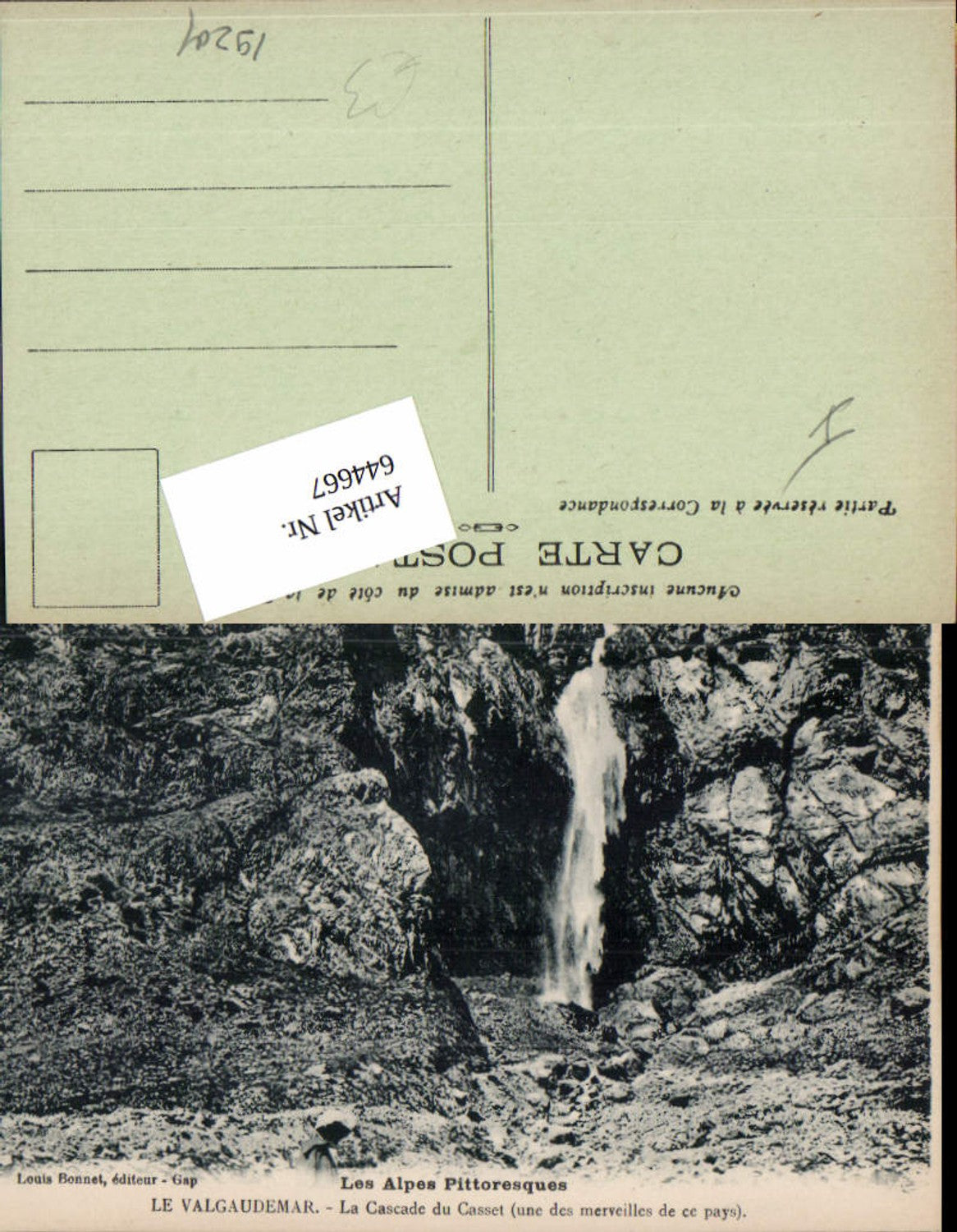 644667,Hautes Alpes Valgaudemar Wasserfall Casset Gap La chapelle