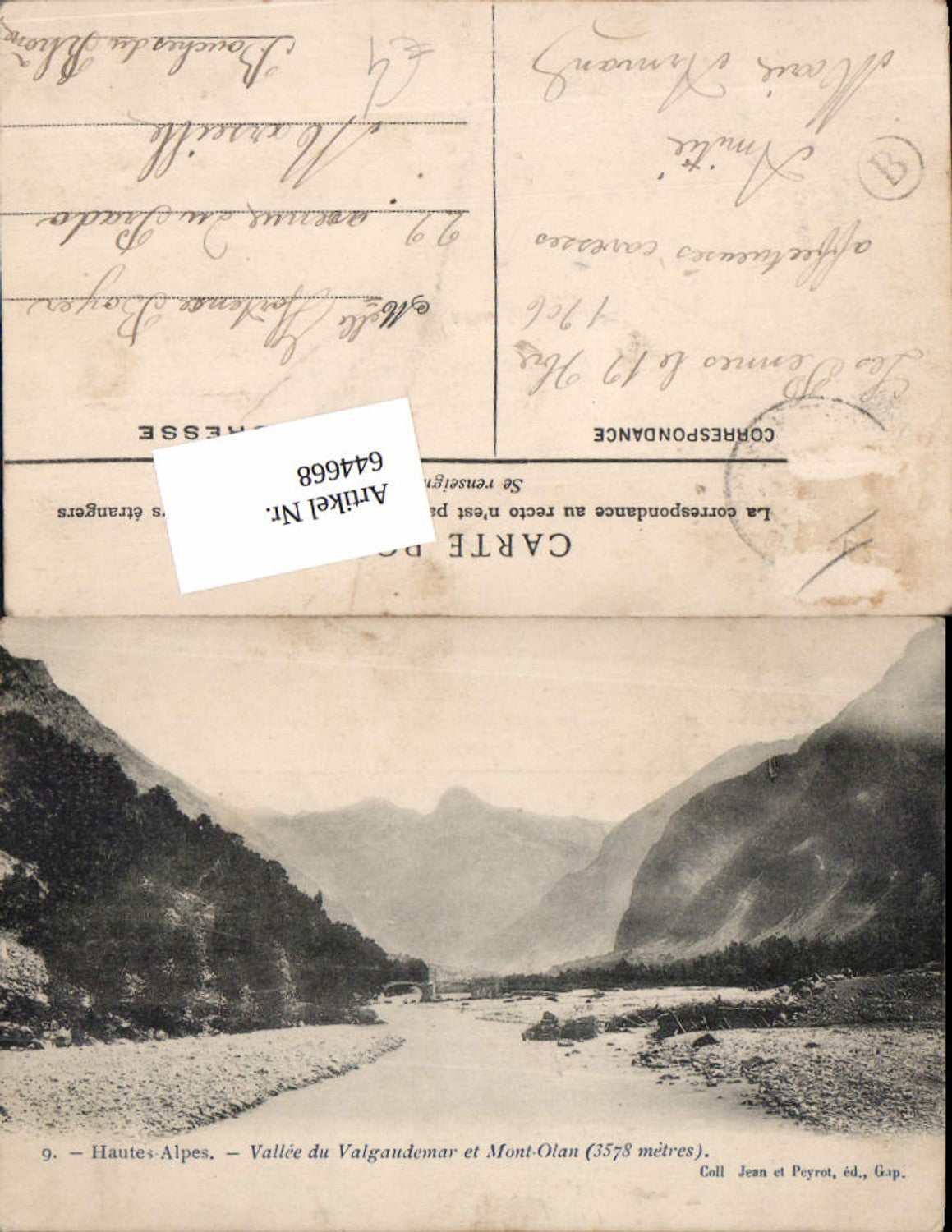 644668,Hautes Alpes Valgaudemar Vallee Mont Olan Gap La Chapelle Du Roux