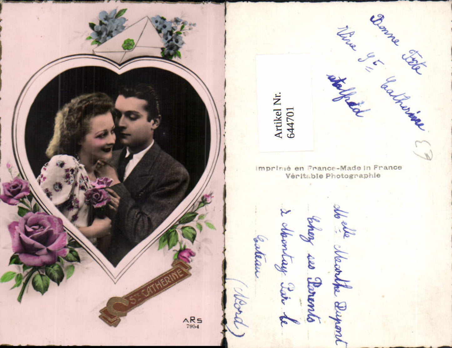 644701,Foto-AK Liebe Portrait Frau Mann Paar Fotomontage
