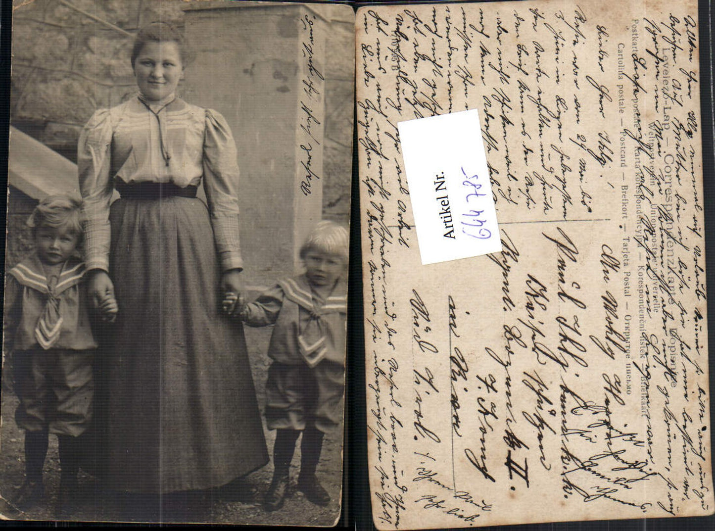 644785,Foto-AK Kinder Frau Matrosenanzug Seemann Uniform Feldpost Kaiserschützen Riva Südtirol