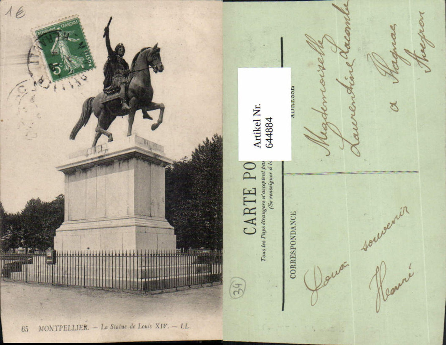 644884,Montpellier Herault Statue Louis XIV Peyrou