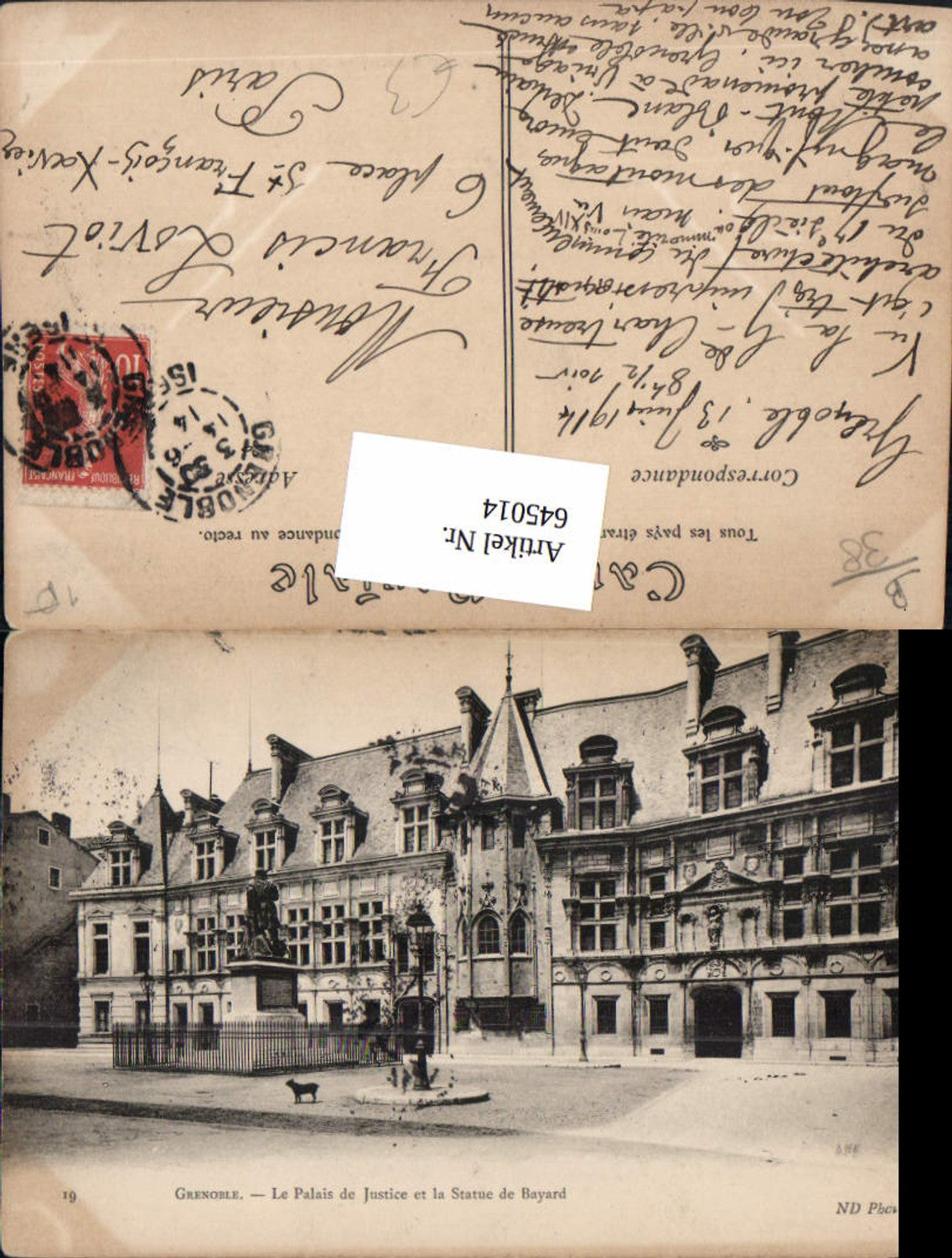 645014,Grenoble Isere Les palais de Justice Statue de Bayard