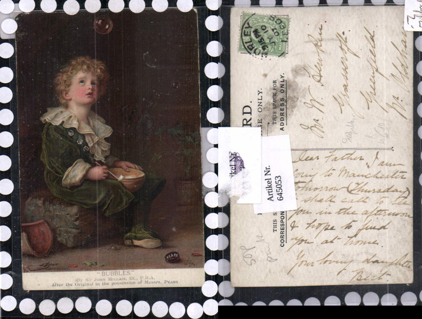 645053,Künstler AK John Millais Kind Junge Seifenblasen Bubbles