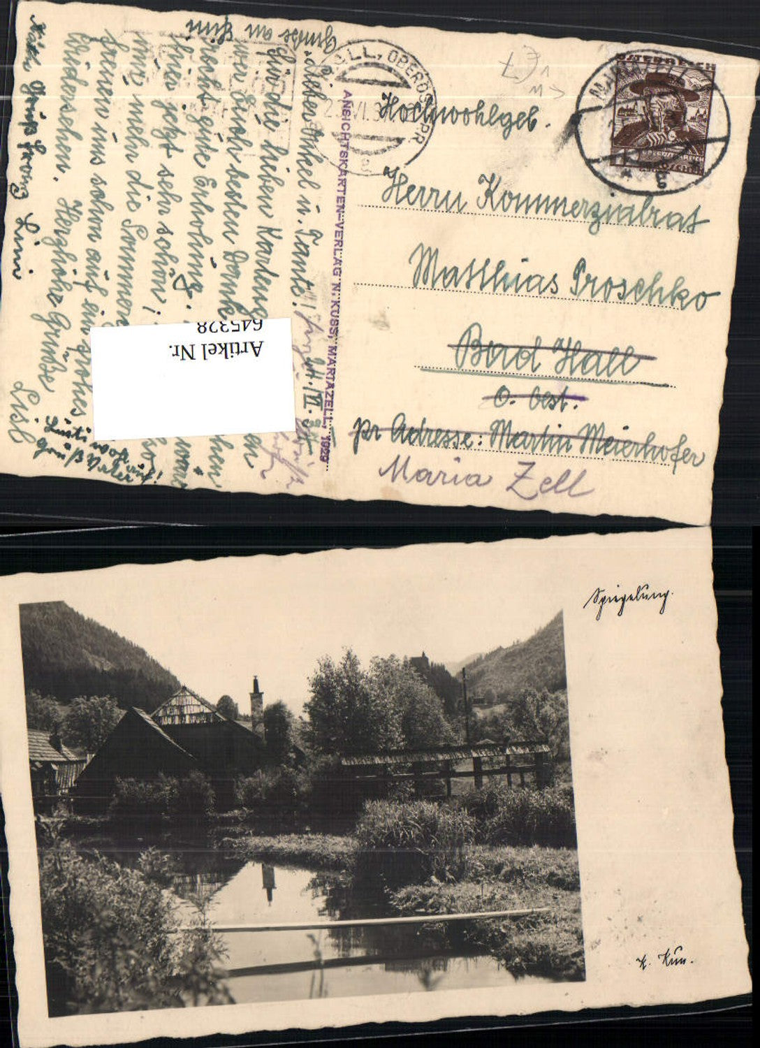 645328,Foto-AK Fotokunst N. Kuss Mariazell Teich Spiegelung Grünau