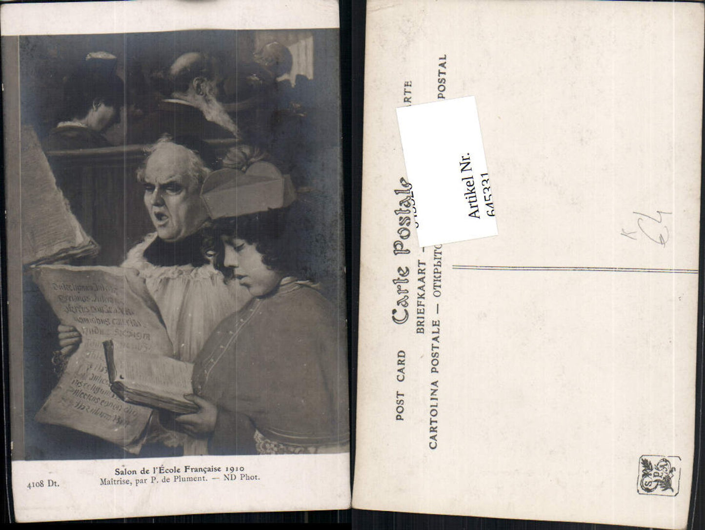 645331,Künstler AK P. de Plument Salon de Ecole Francaise 1910 Singen Sänger Mönch Priester