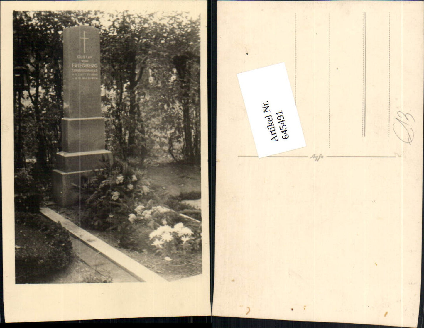 645491,Foto-AK Grab v. Gustav von Friedberg Friedhof Tod Arad Becs Wien