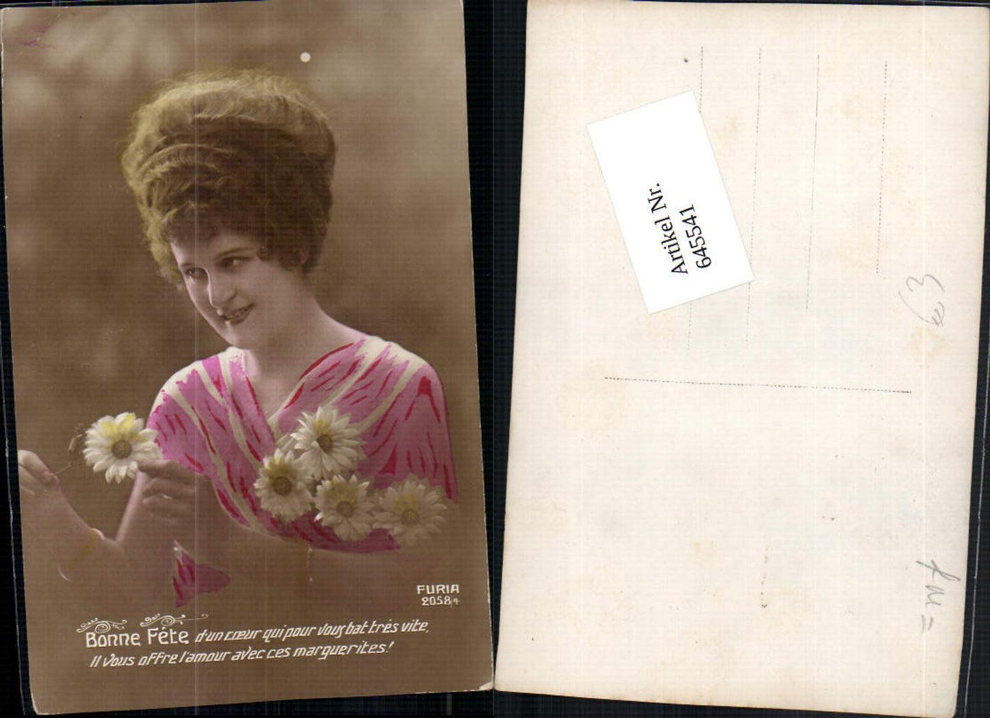645541,Foto-AK Frau Aufsteckfrisur Steckfrisur Blumen Gänseblümchen pub Furia 2058-4