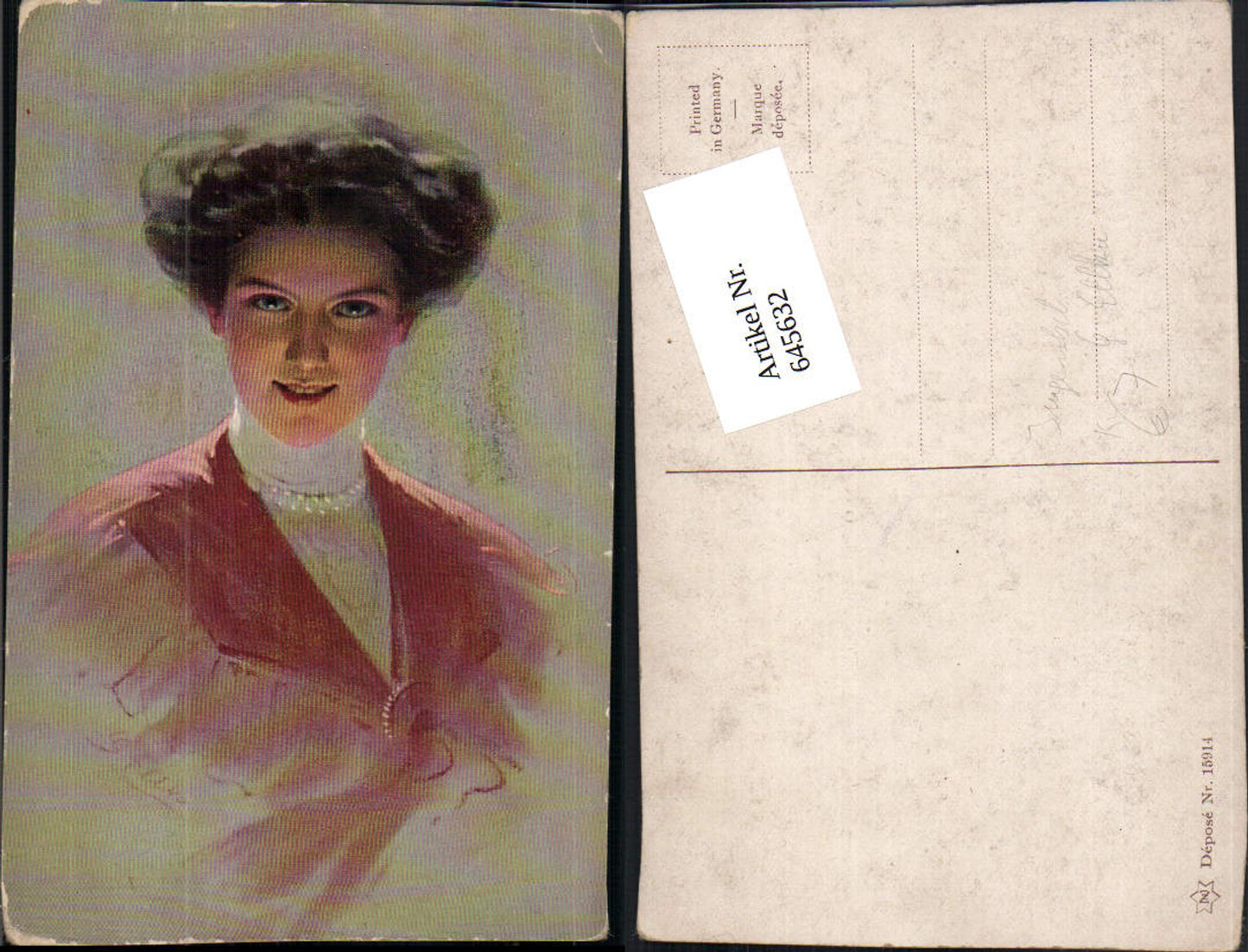 545632,Künstler AK G. Ellka Jugendstil Frau Art Nouveau Mode Perlenkette