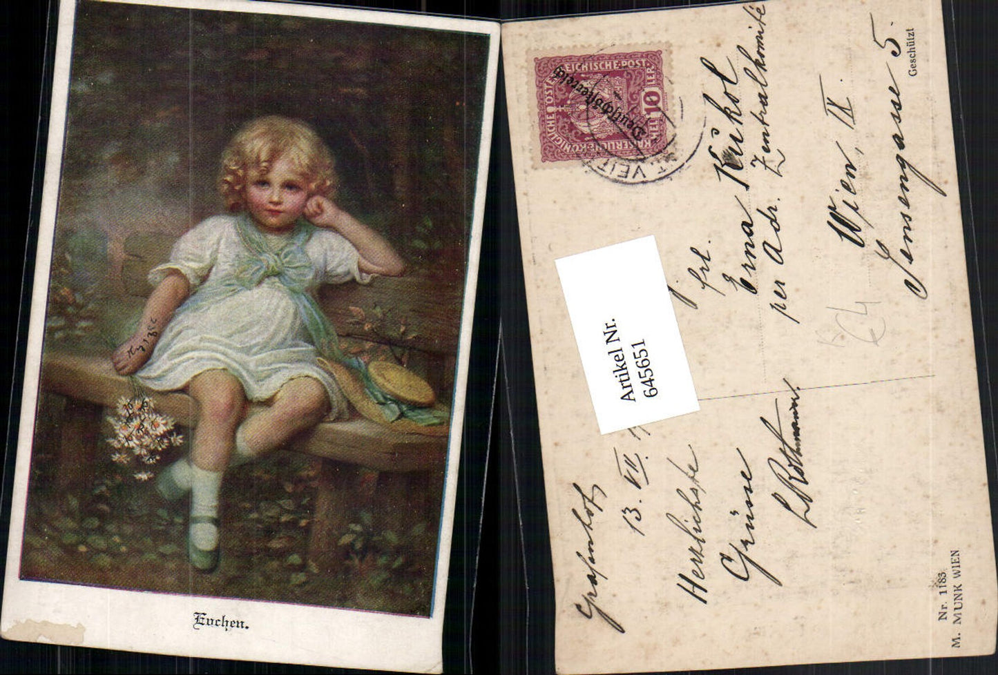 545651,Künstler AK Mädchen Gänseblümchen pub M. Munk 1183