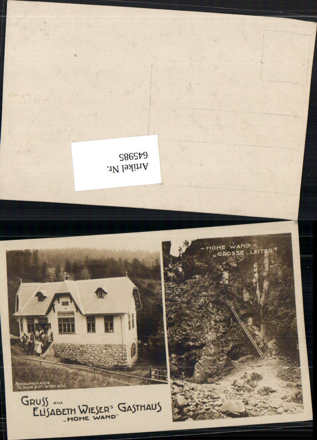 Great photo postcard! Greetings from Elisabeth Wieser, Gasthaus Hohe Wand, Stollhof, Winzendorf