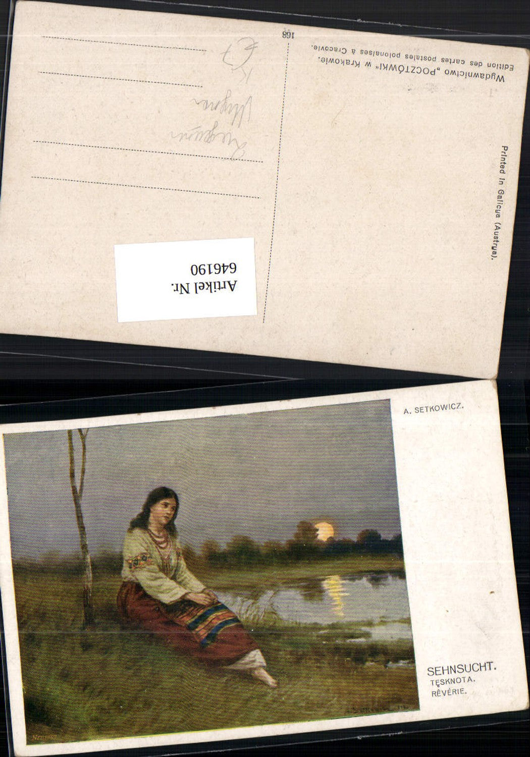 646190,Künstler AK A. Setkowicz Mignon Zigeunerin Roma Sinti Mond Sehnsucht