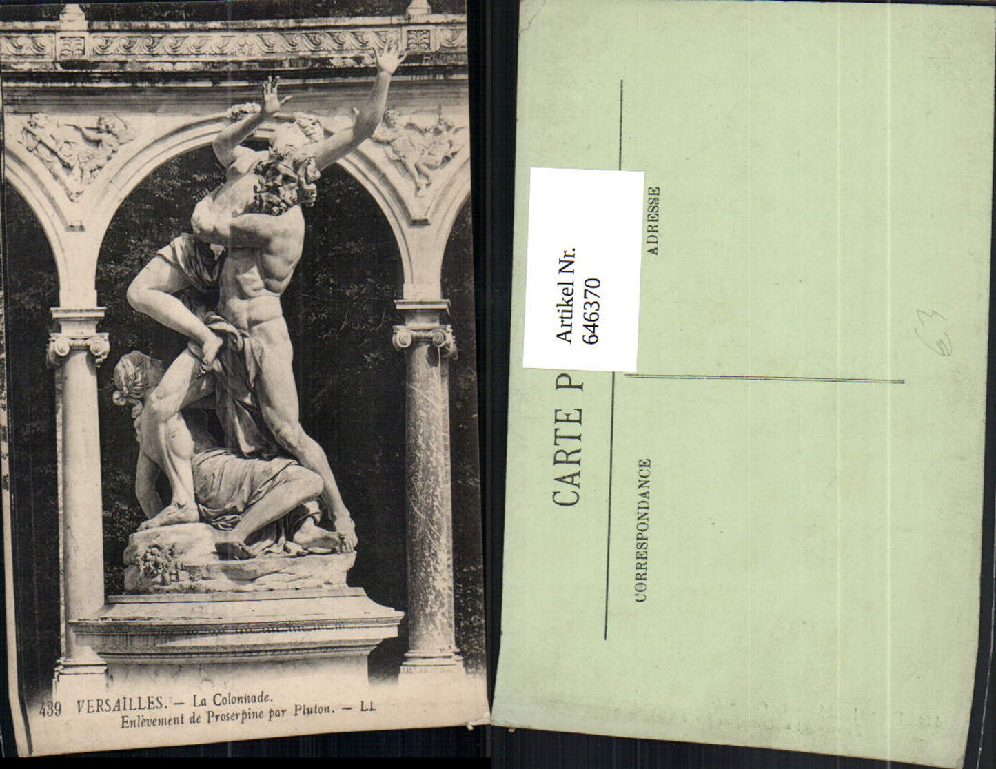 646370,Versailles La Colonnade Enlevement de Proserpine par Pluton Skulptur