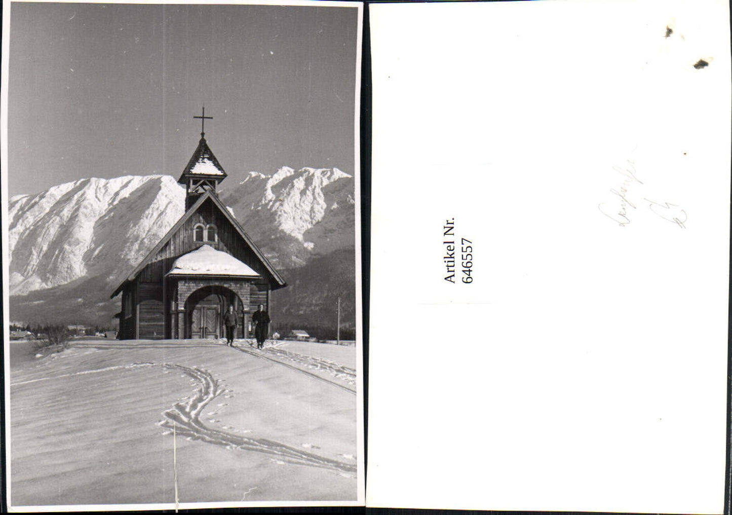 646557,Foto Kirche Holzkirche Winterlandschaft Langlaufen Wintersport