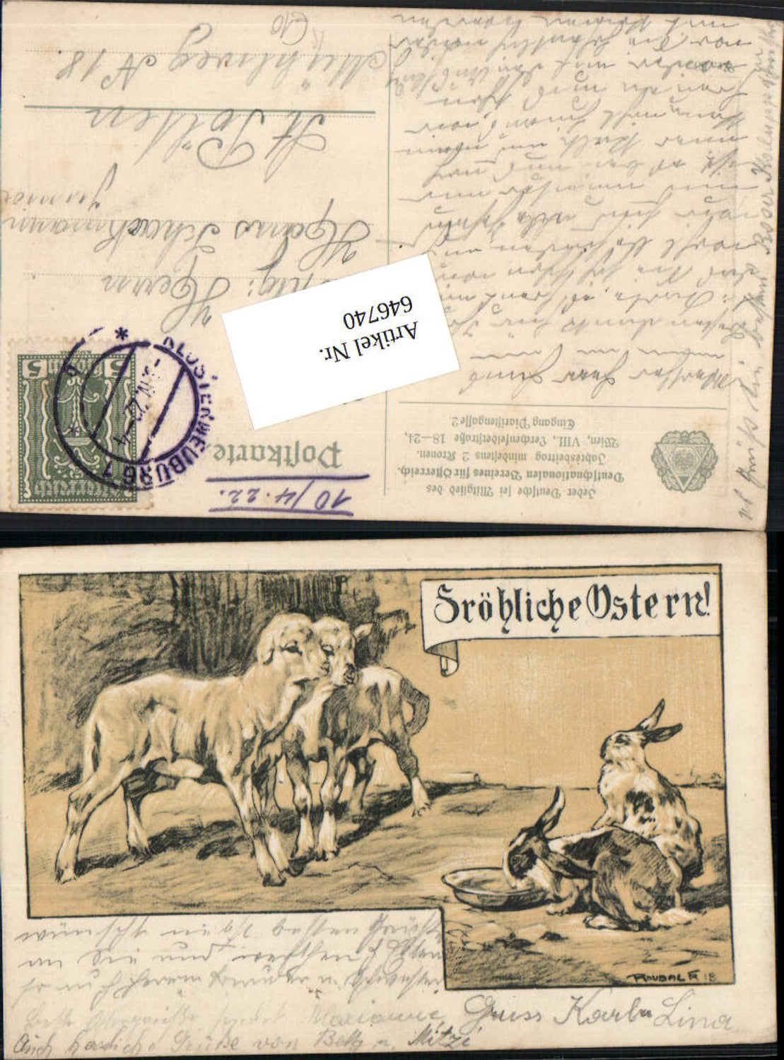 646740,Künstler AK R. Roubal Ostern Deutschnationalen Verein 53