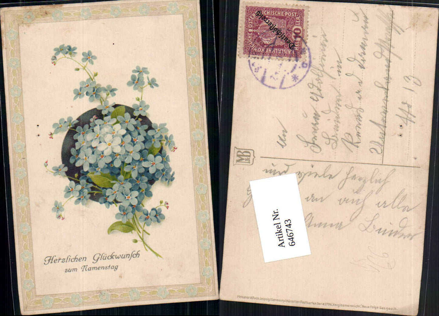 646743,Künstler AK Meissner & Buch Leipzig 1796 Vergissmeinnicht