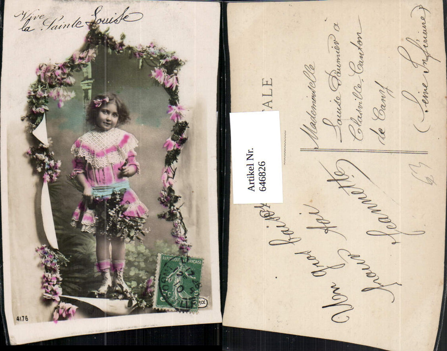 646826,Kind Mädchen Haarschleife Blumen Passepartout