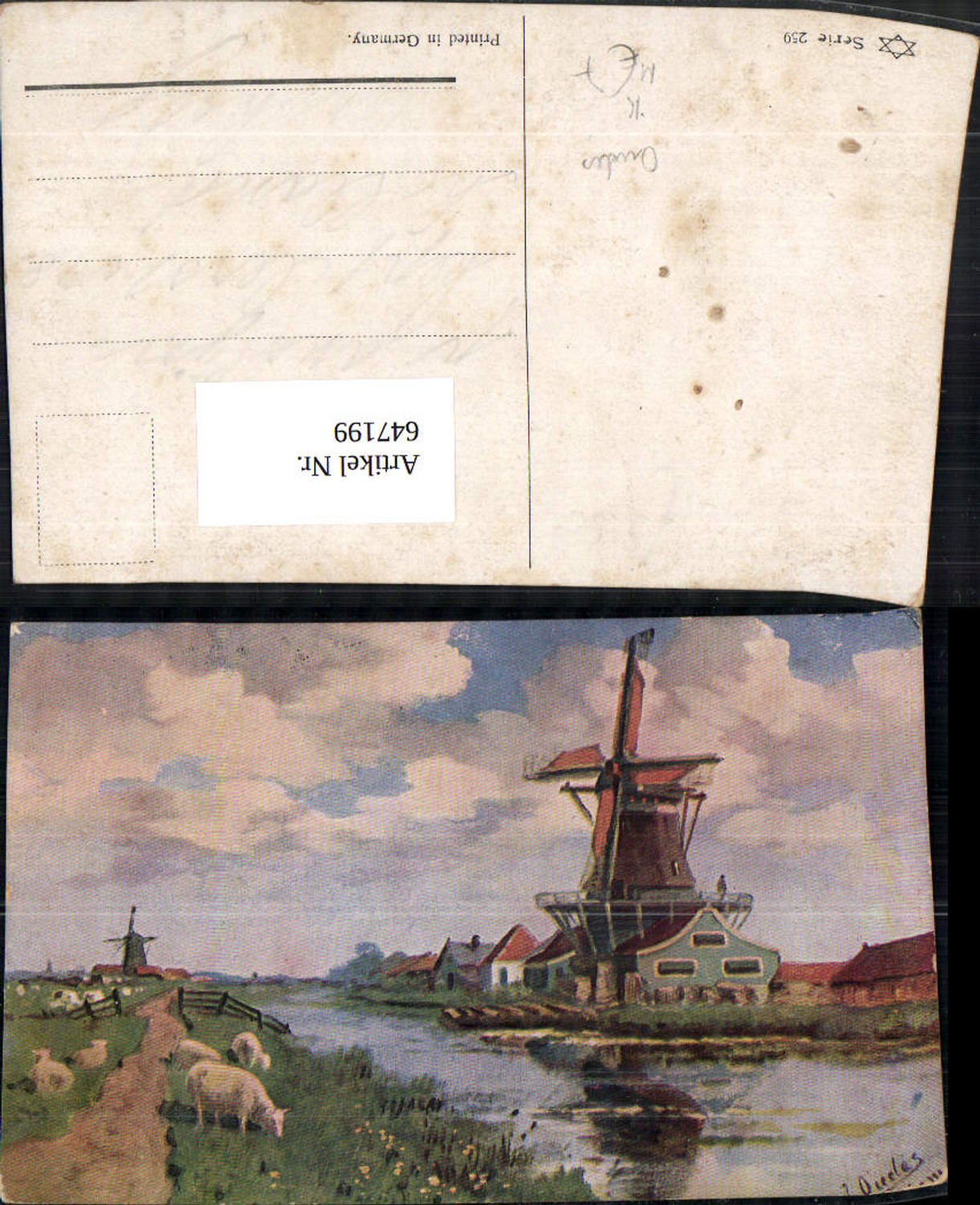 647199,Künstler Ak J. Oudes Windmühle