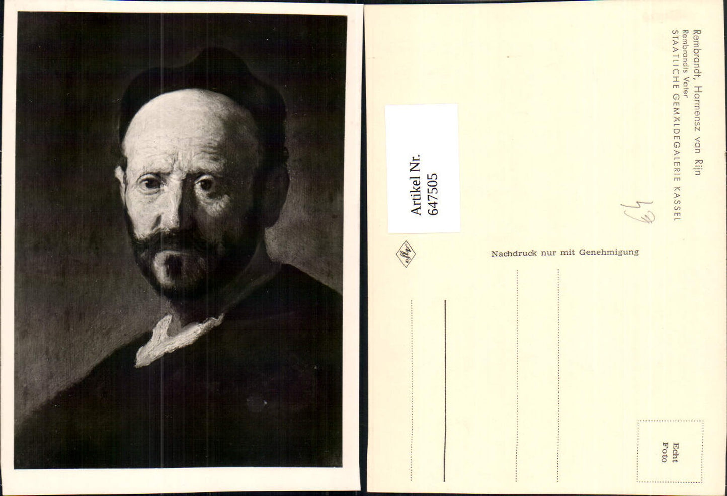 647505,Künstler Ak Rambrandt Harmensz van Rijn Rembrandts Vater
