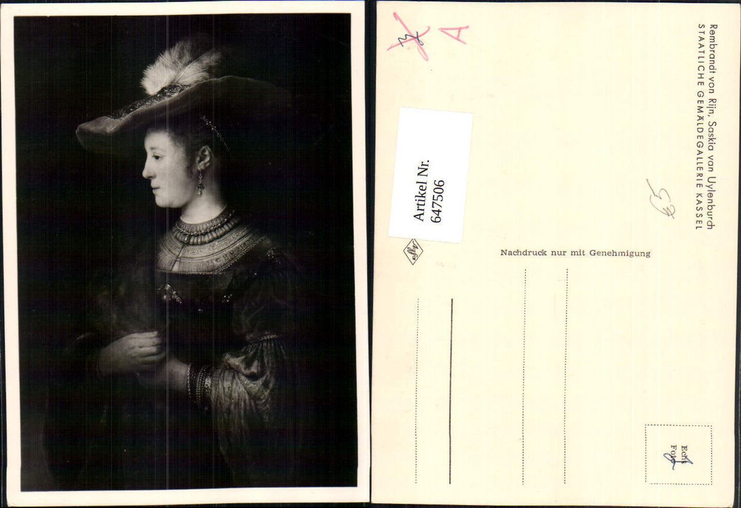 647506,Künstler Ak Rembrandt von Rijn Saskia van Uylenburch