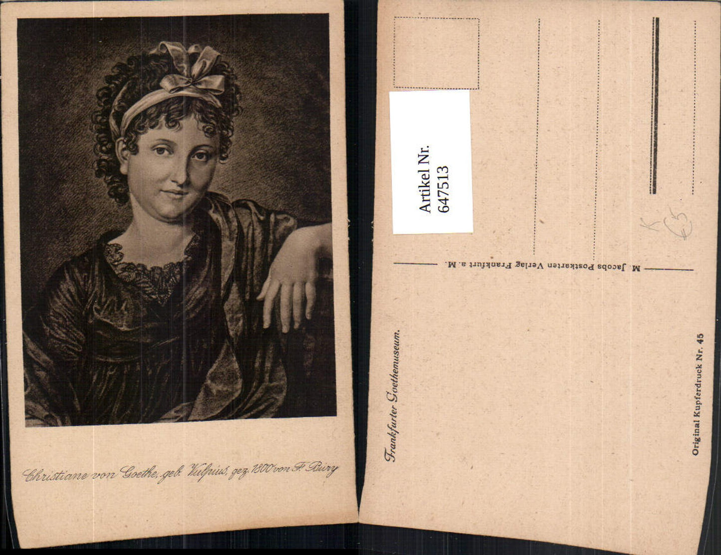 647513,Künstler Ak Christiane von Goethe geborene Vulpius