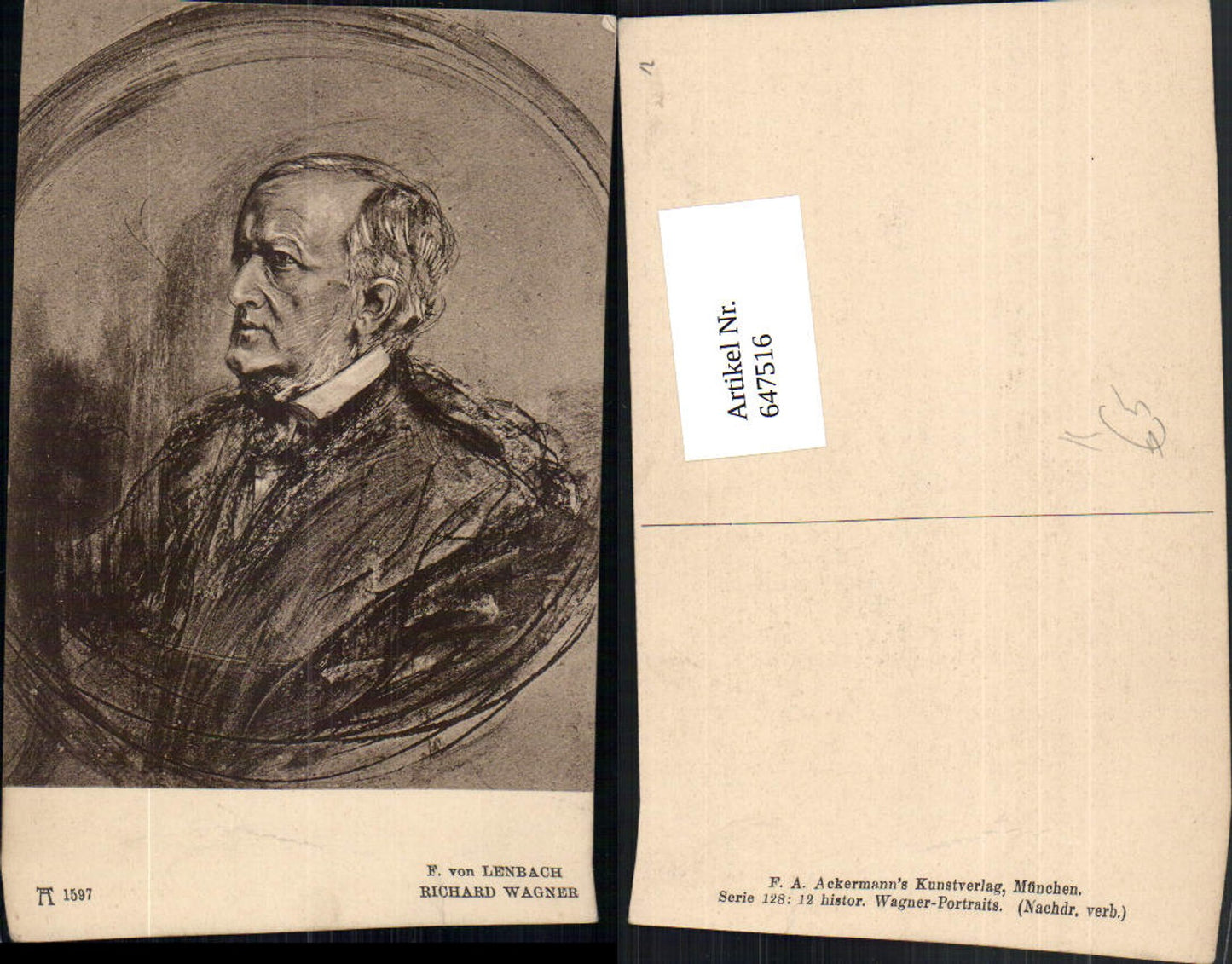 647516,Künstler Ak F. von Lenbach Richard Wagner Komponist
