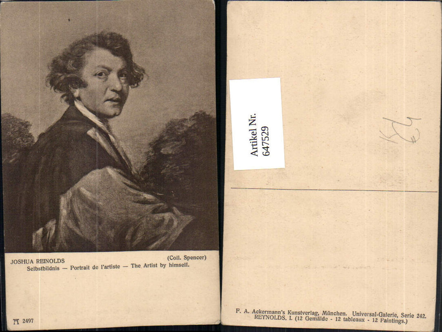647529,Künstler Ak Joshua Reinolds Selbstbildnis Maler Künstler Kunst