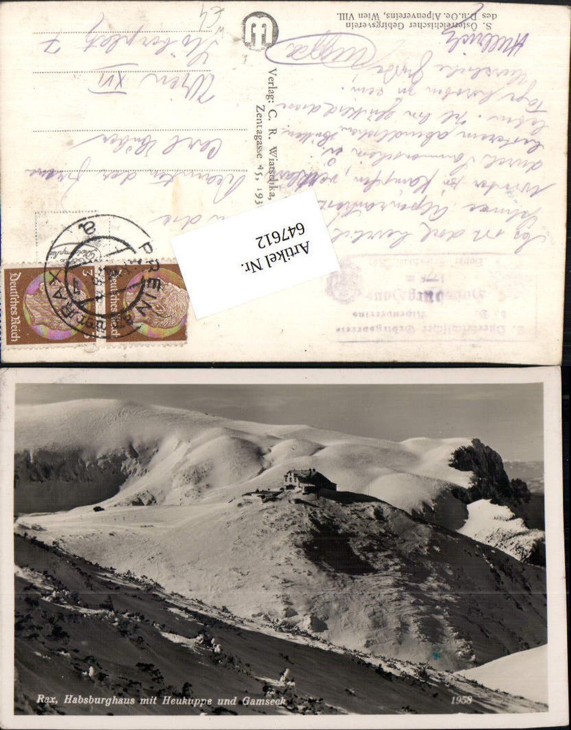 647612,Rax Habsburghaus Heukuppe Gamseck Reichenau Prein