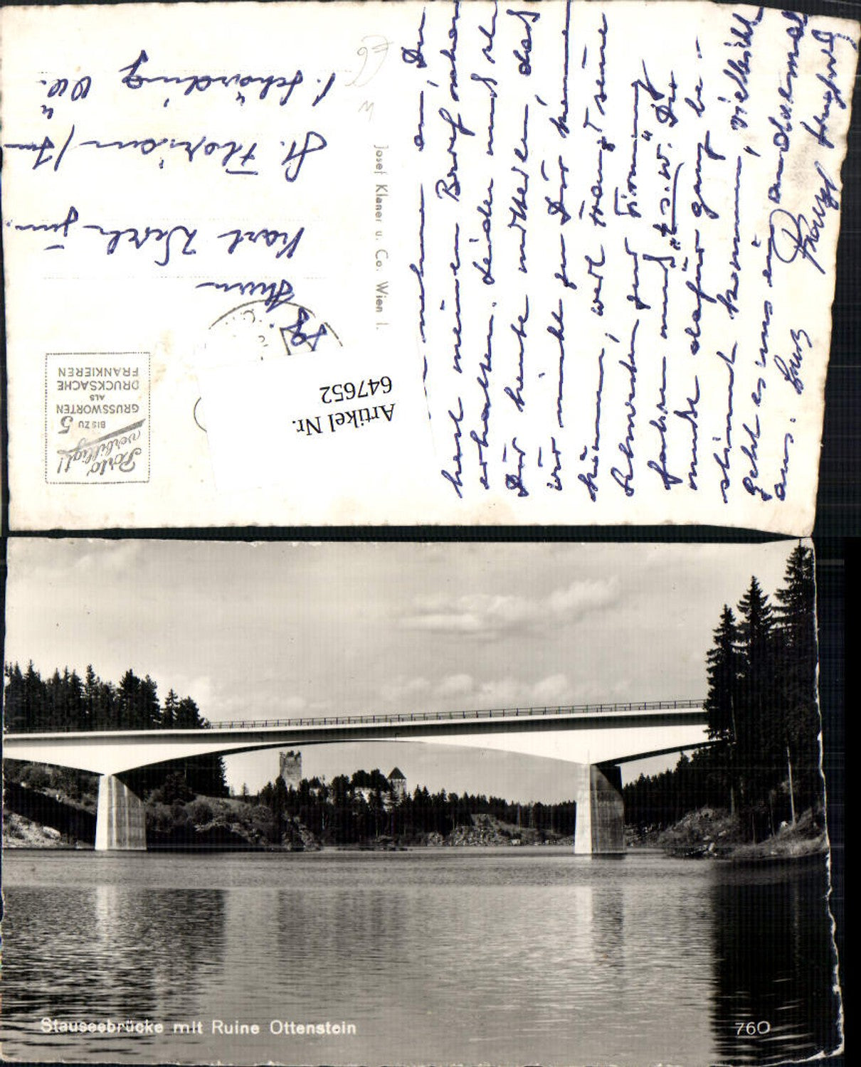 647652,Foto Ak Stauseebrücke m. Ruine Ottenstein Brücke Burg Lichtenfels Rastenfeld