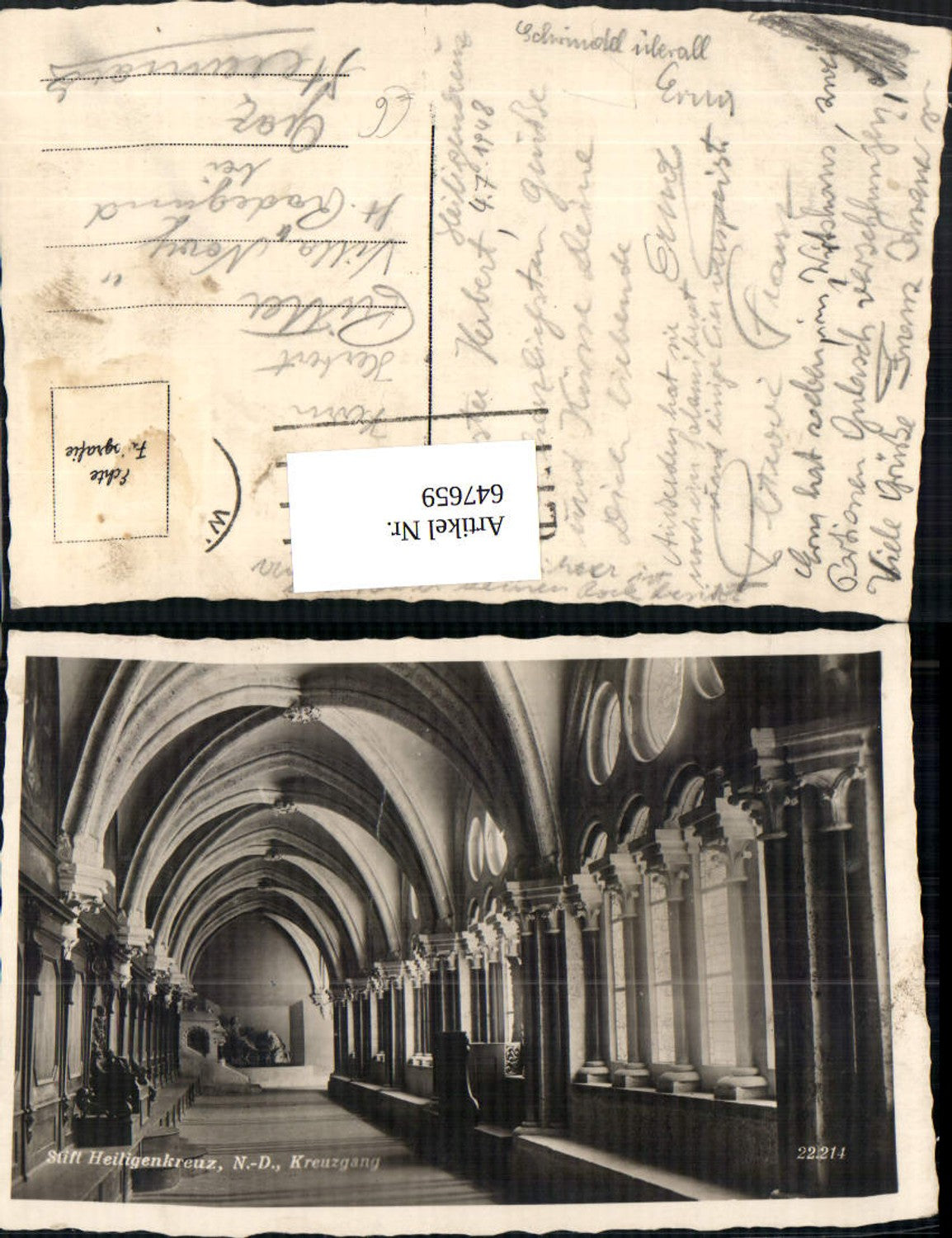 647659,Foto Ak Stift Heiligenkreuz Kreuzgang