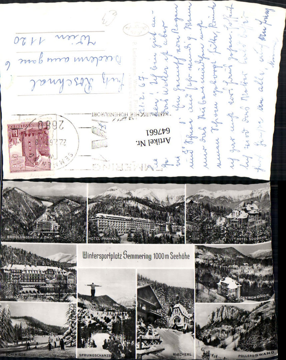647661, Multi-image Ak Winter sports area Semmering Hotel Panhans Sonnwendhof Polleroswand