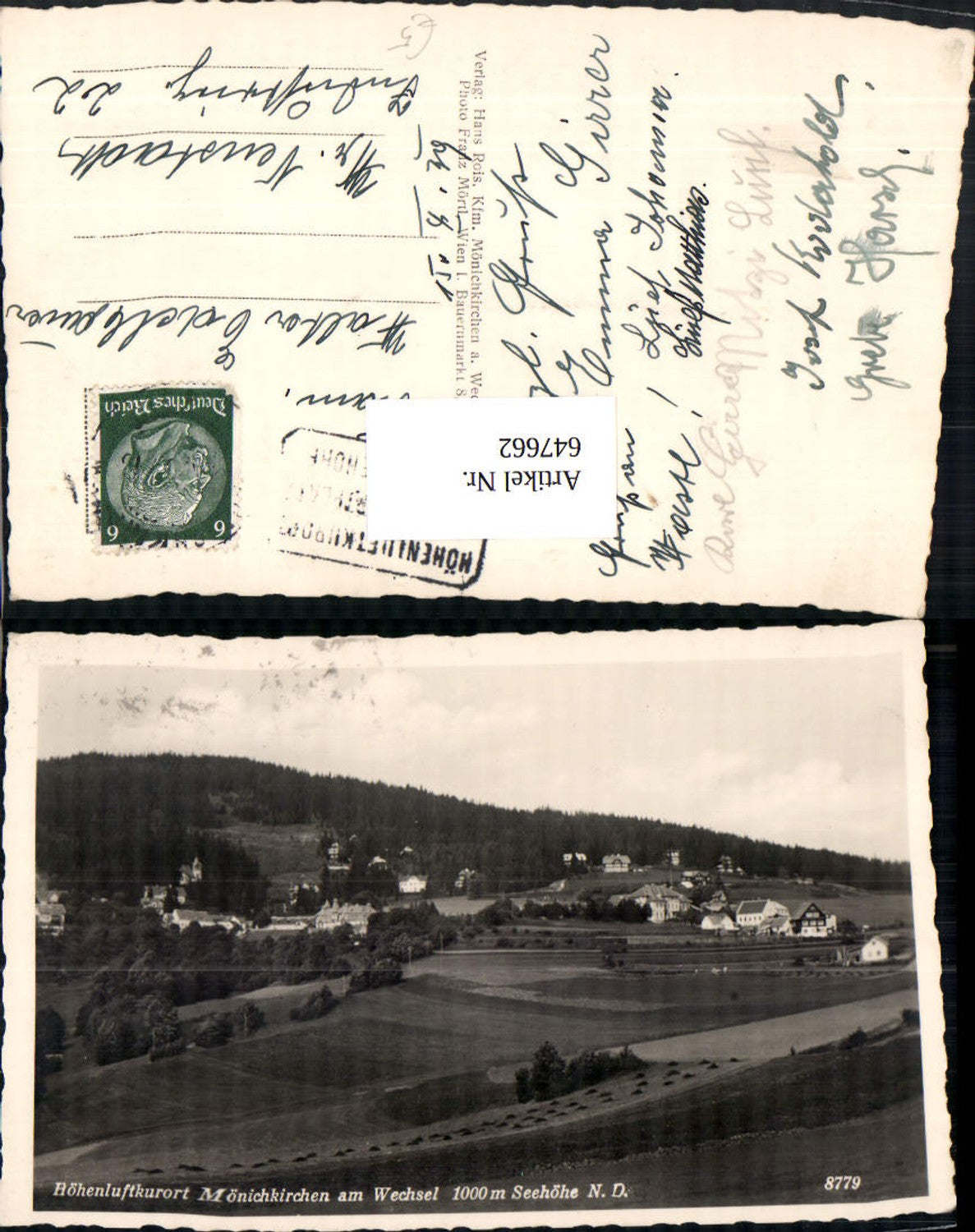 647662, Photo Ak Mönichkirkchen a. Wechsel Totale