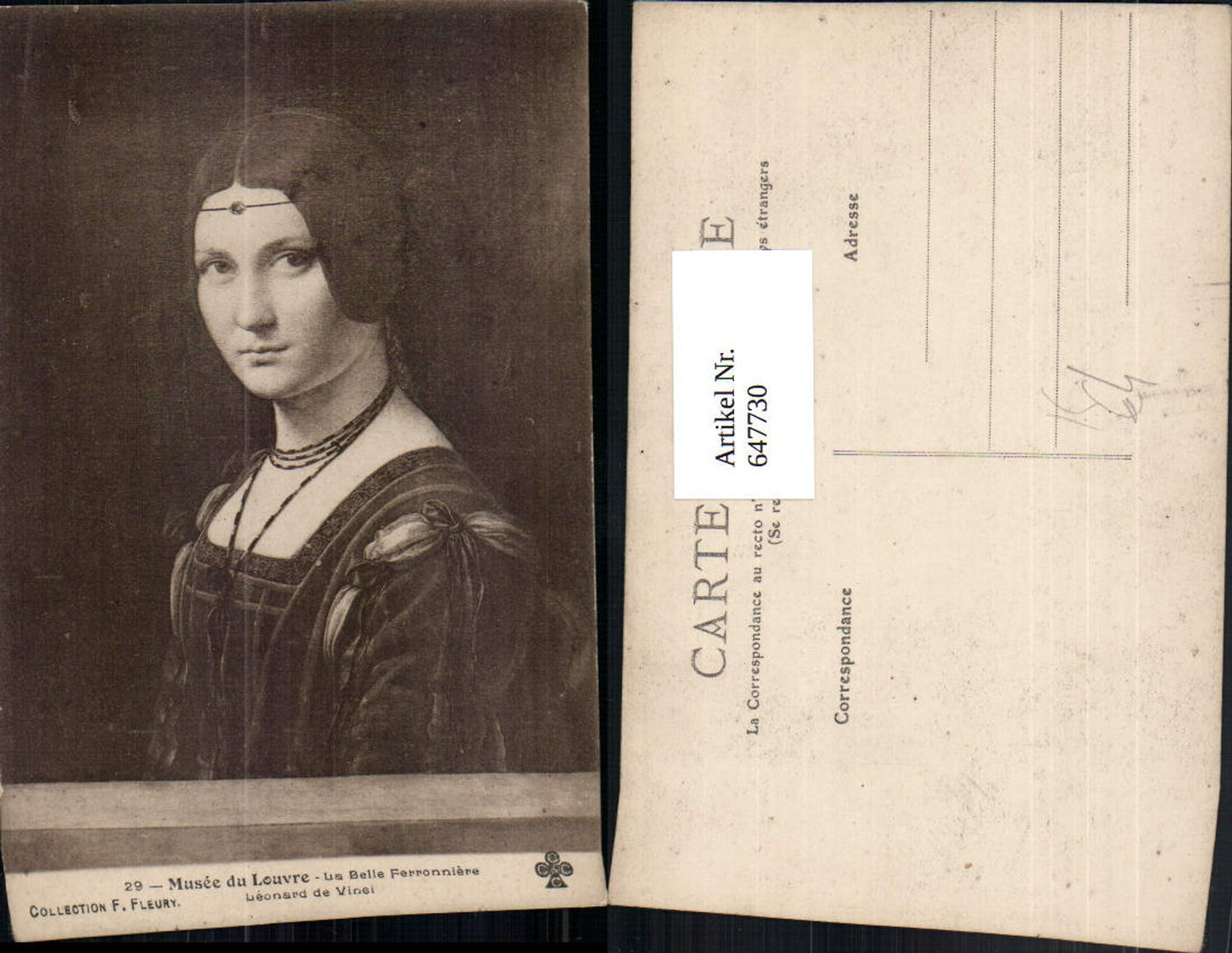 647730,Künstler Ak Leonard de Vinci La Belle Ferroniere
