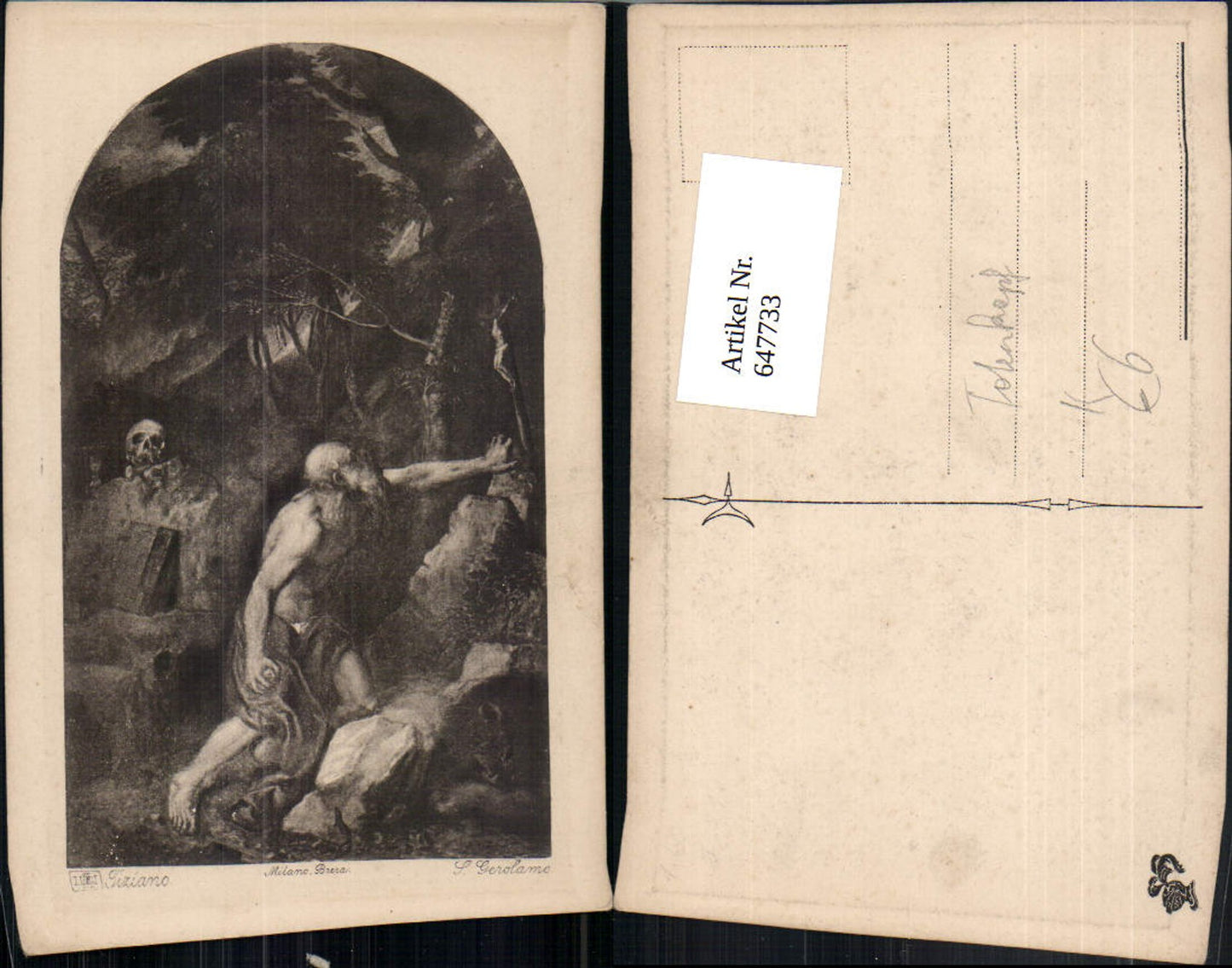 647733,Künstler Ak Tiziano S. Gerolamo Alter Mann Totenkopf