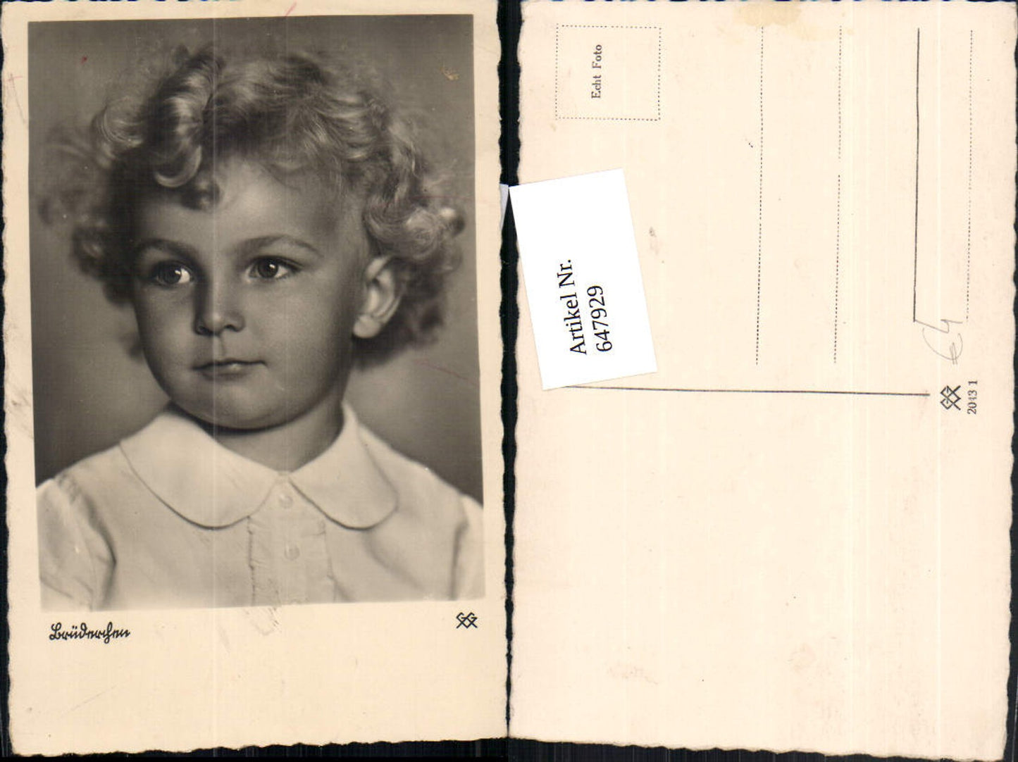 647929,Foto Ak Bub Junge Lockenkopf Brüderchen Portrait