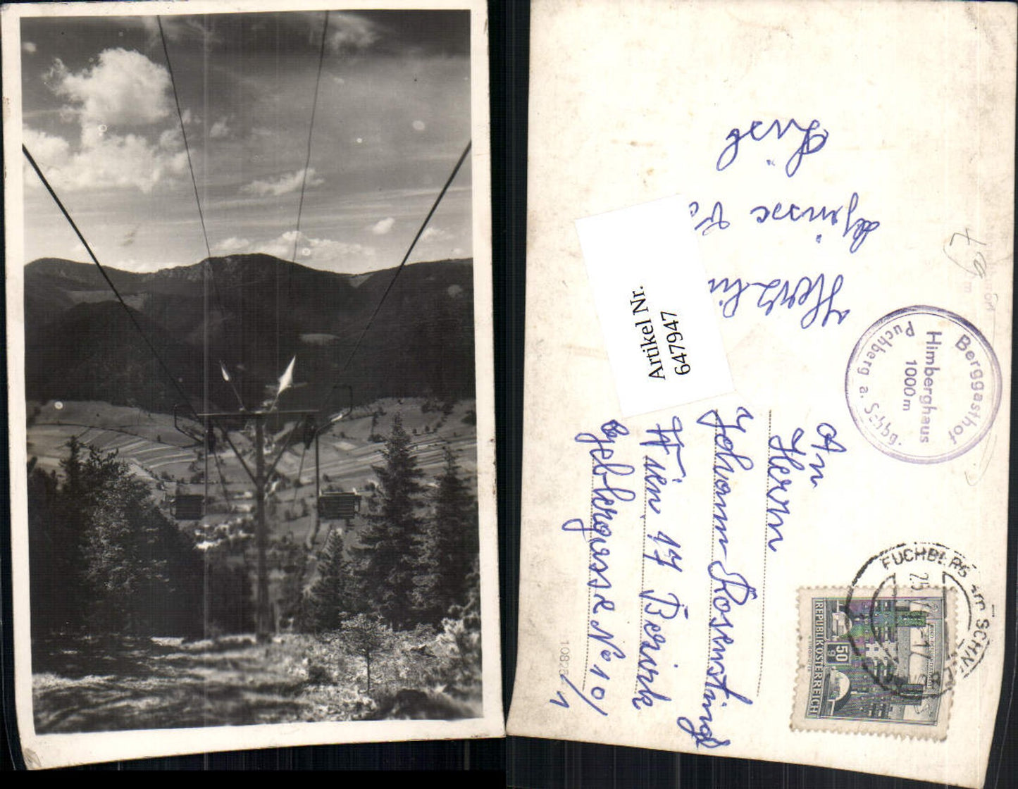 647947, great photo postcard Puchberg am Schneeberg Himberg Haus Lift chairlift