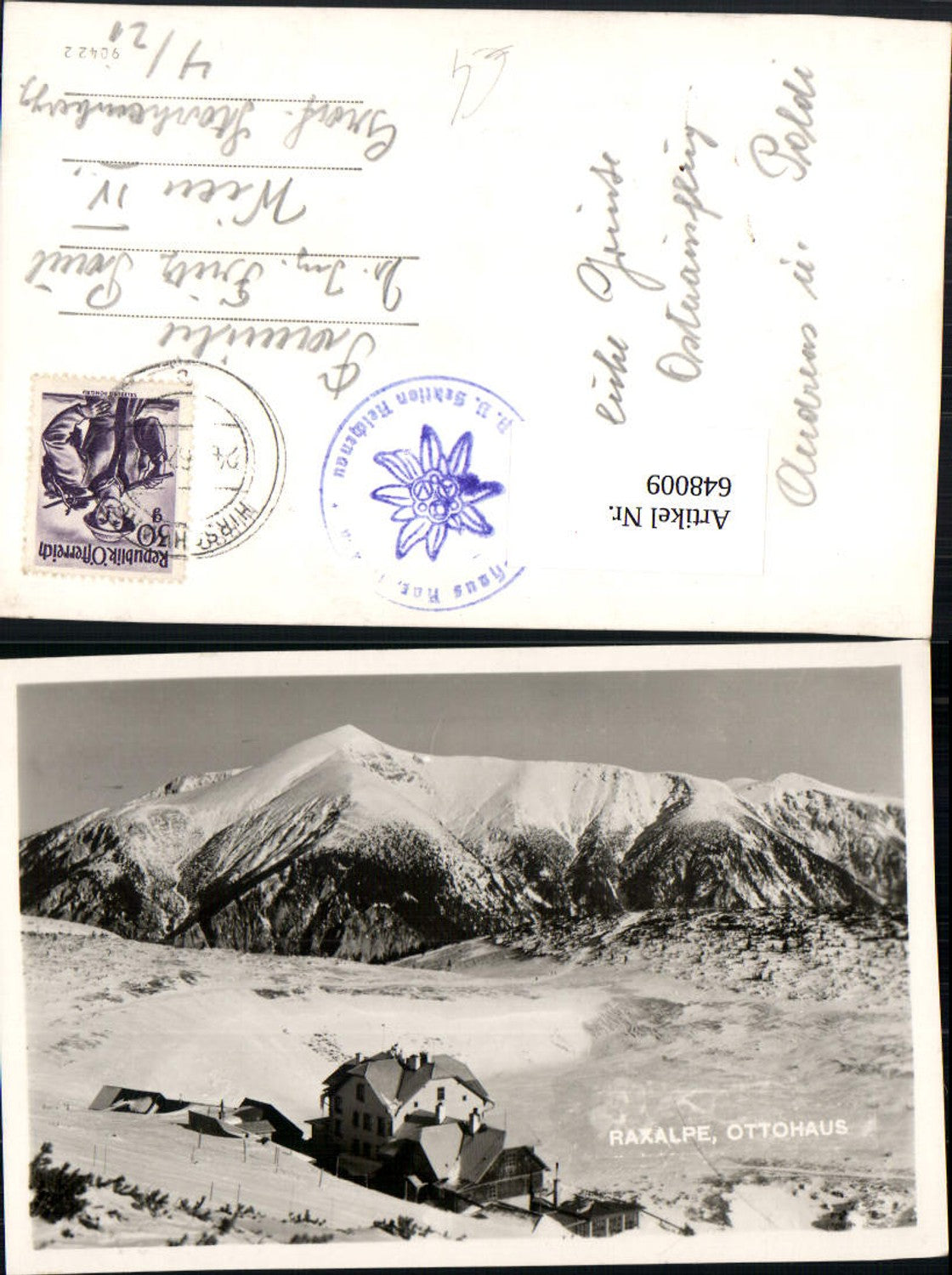 648009,Rax Raxalpe Ottohaus Hirschwang Prein Hüttenstempel