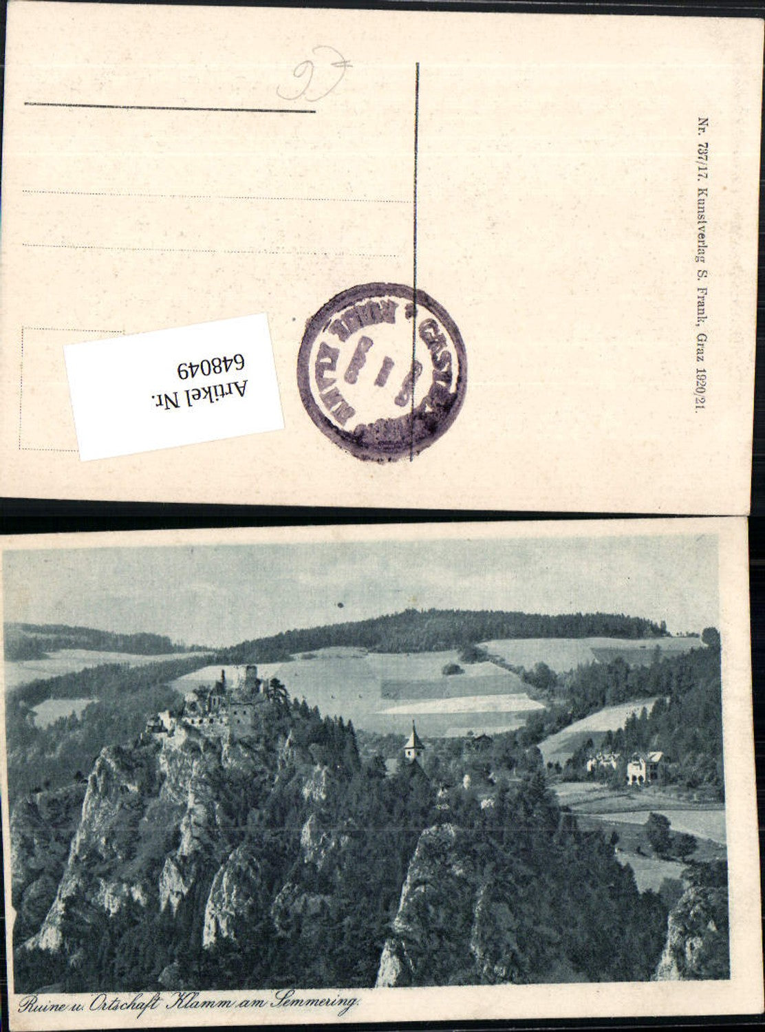 648049,Ruine und Ort Klamm am Semmering