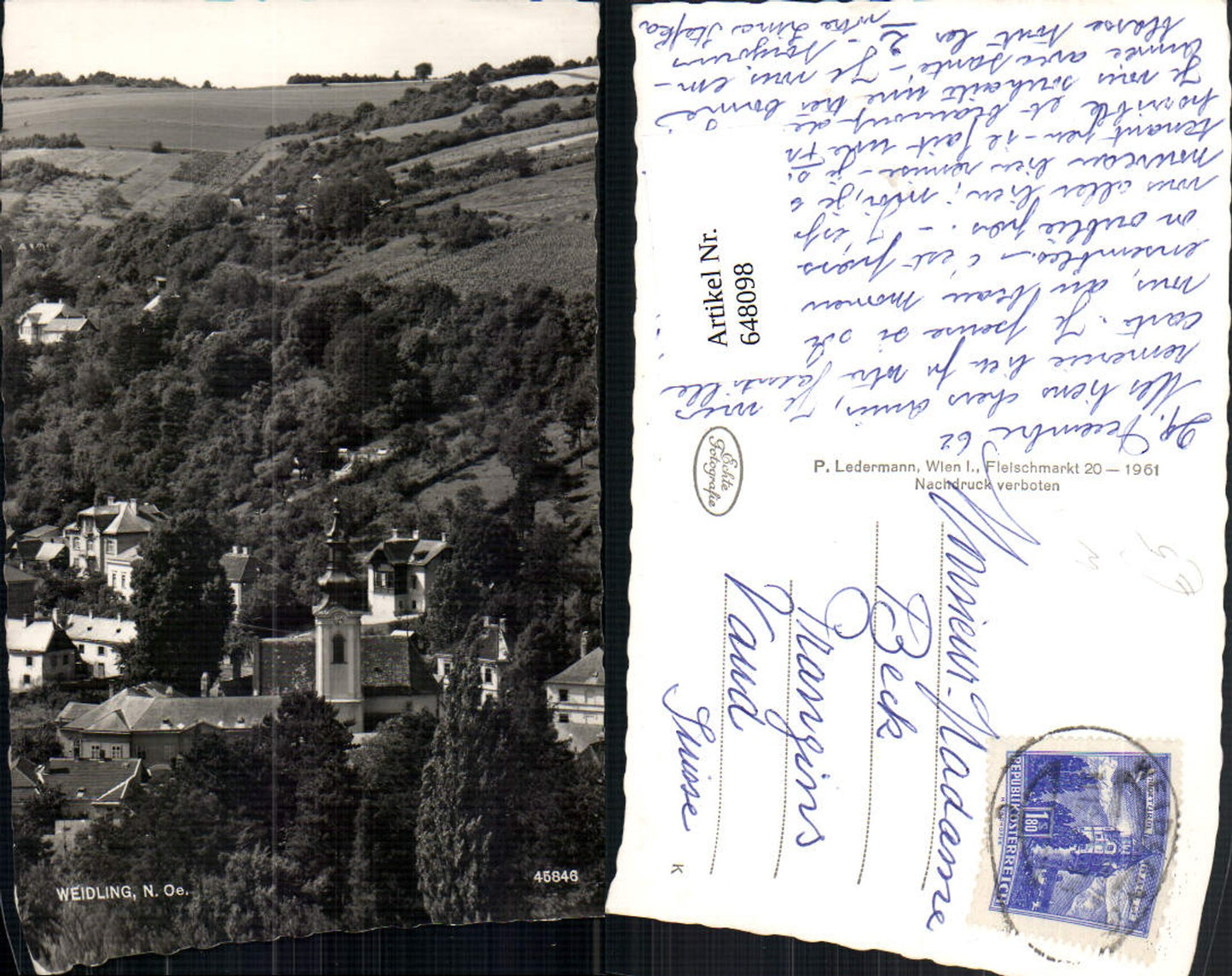 648098,Foto Ak Weidling Ansicht m. Kirche Klosterneuburg