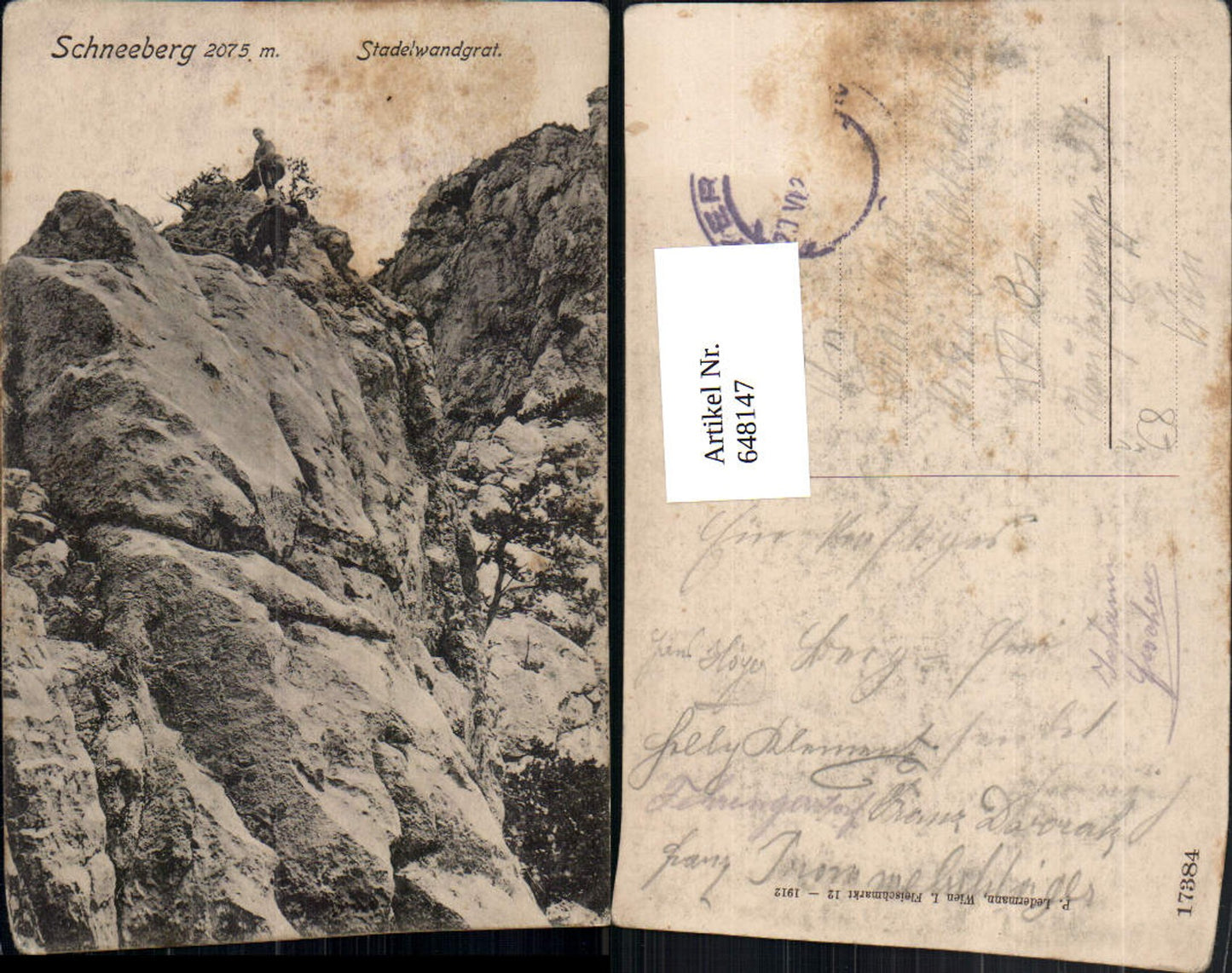 648147,Schneeberg Stadelwandgrat b. Reichenau a. d. Rax pub P. Ledermann 17384